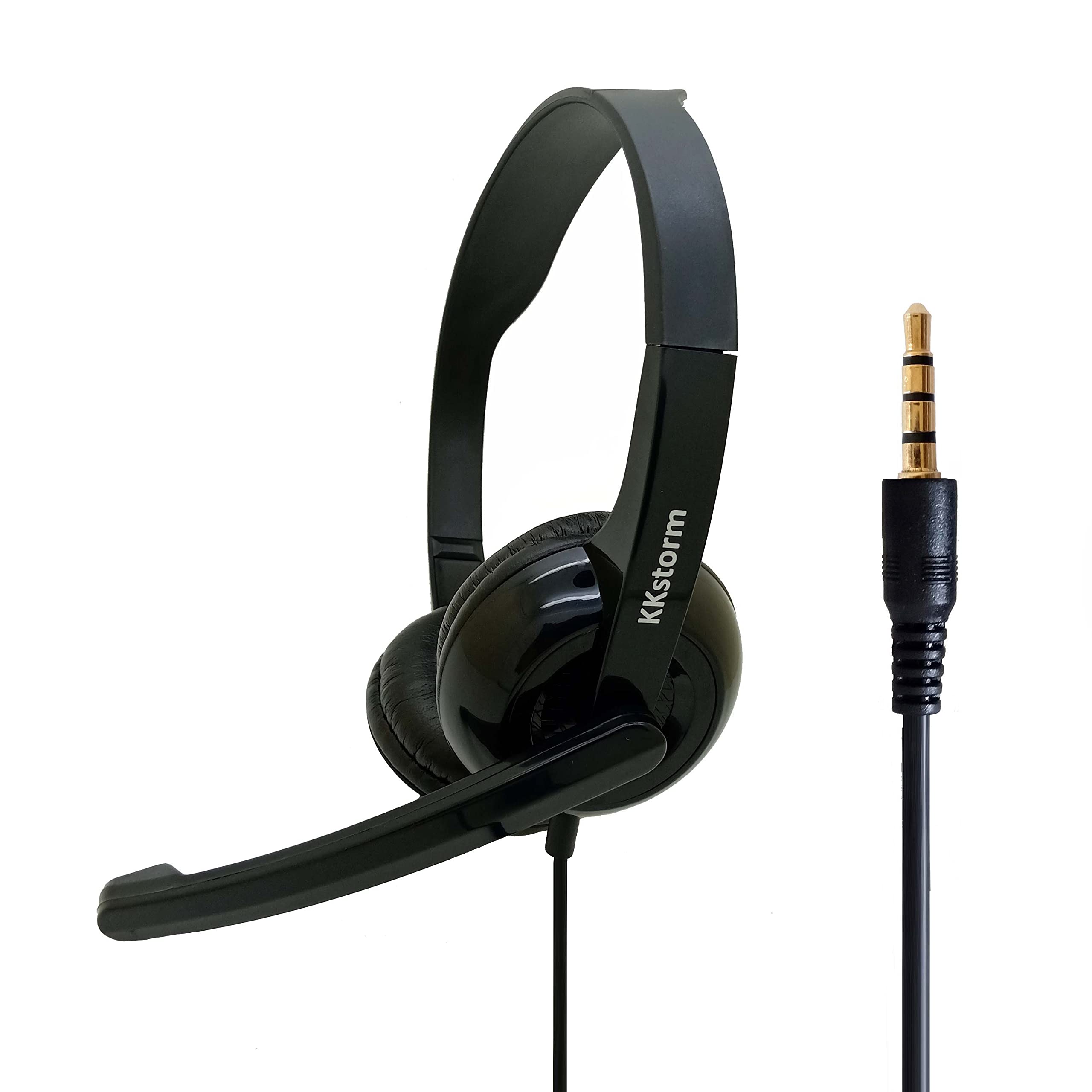 KKstorm Kids Headphones with Microphone - 510B Black (1 Pack) - Durable & Comfortable Headphones for School, Online Learning, Travel & Gaming - Bulk Options Available