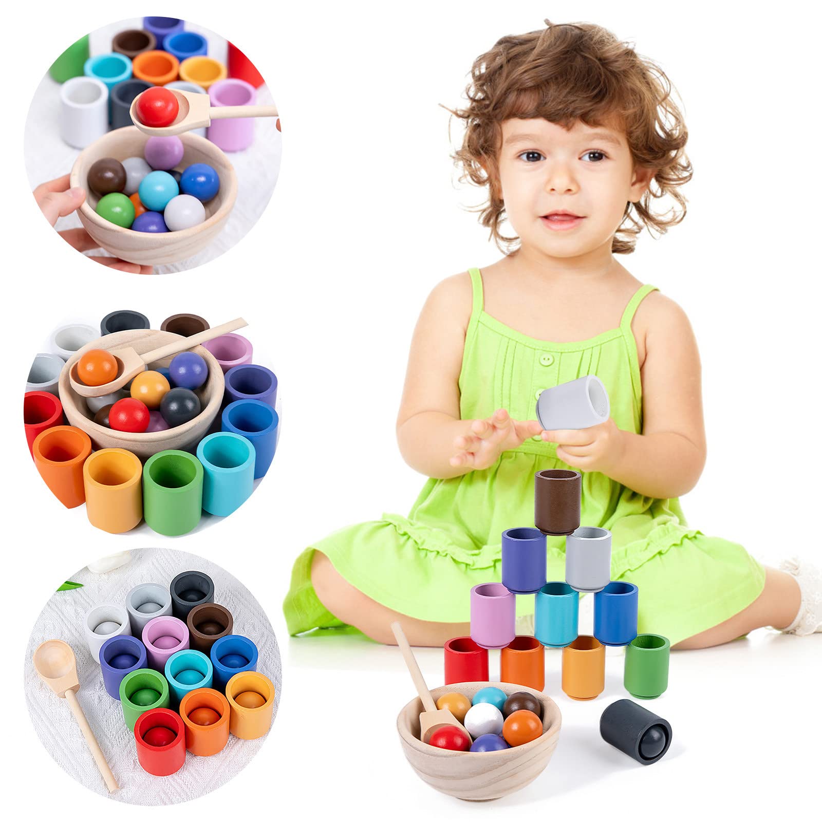 Birdeem Baby Color Sorting Cups - Early Learning Educational Toys for Toddlers, Montessori Teaching Aids for Color Recognition & Matching Skills | Perfect for Preschool Classroom & Homeschool Activities (2023)