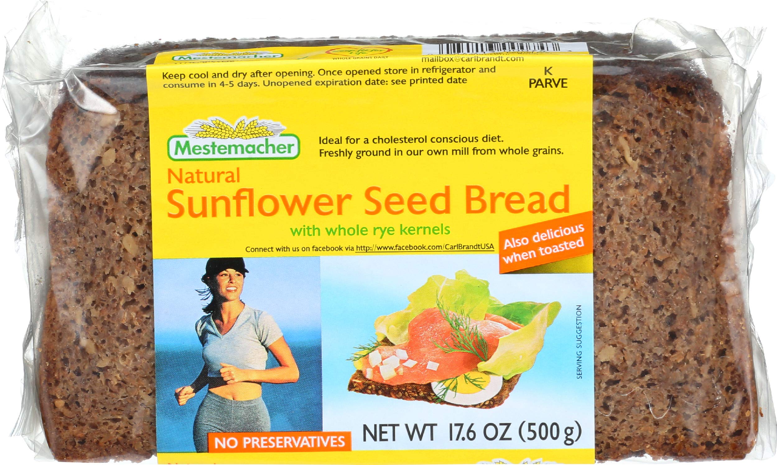 Organic Mestemacher Sunflower Seed Bread - 17.6 oz (500g) | High Fiber, Vegan, No Preservatives | Healthy Breakfast & Snack for Weight Loss & Keto Diet
