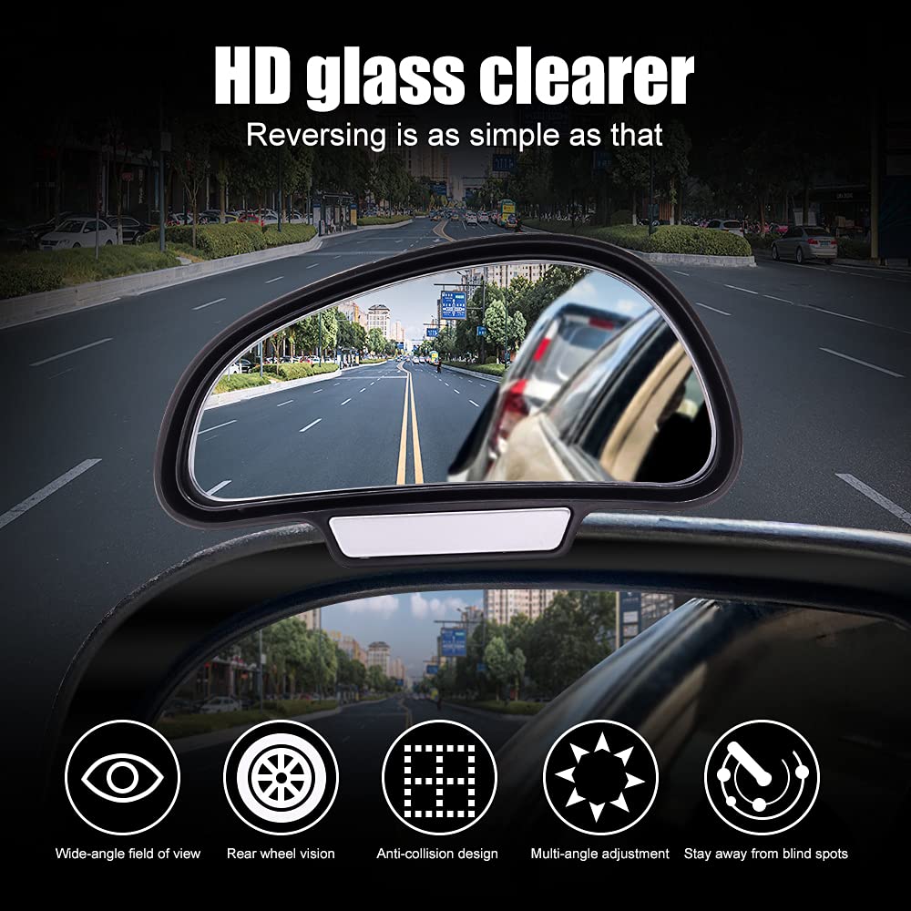 Car Blind Spot Mirror - Wide Angle Rearview Mirror, Adjustable Universal Side Mirror for Cars & Trucks (Left Side) | Enhanced Driving Safety & Parking Assistance