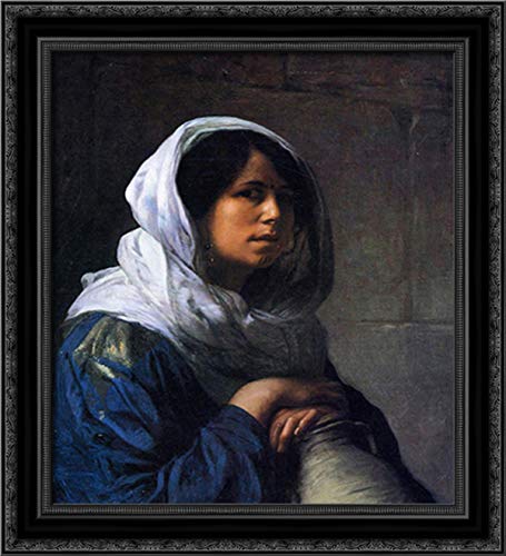 Egyptian Water Carrier 20x22 Black Ornate Wood Framed Canvas Art Print by Jean Leon Gerome - Vintage Middle Eastern Wall Decor for Living Room, Bedroom & Office