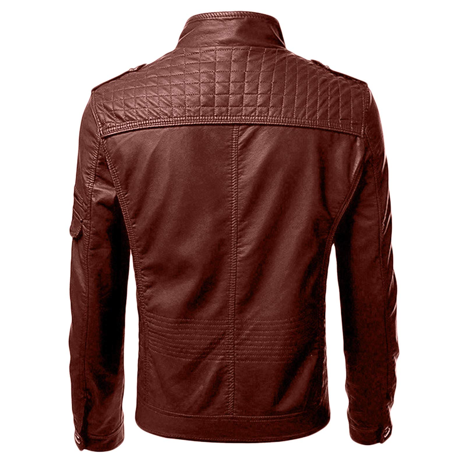 Premium Men's Leather Motorcycle Jacket - Winter Biker Coat with Stand Collar for Casual & Outdoor Riding | Durable & Stylish Men's Leather Coats for Motorcycle Enthusiasts & Fashion Lovers