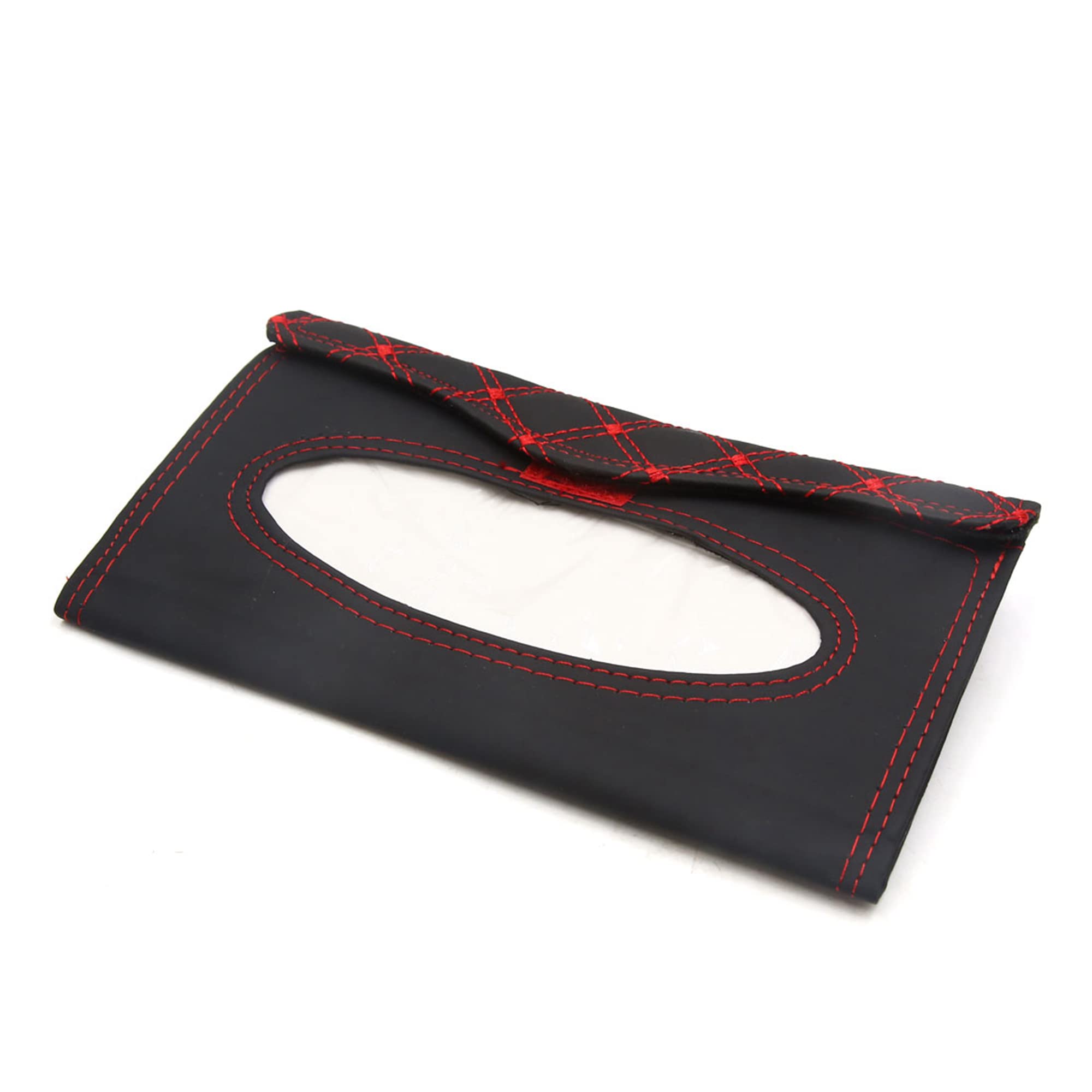 Premium Car Sun Visor Tissue Box Holder - Black & Red Auto Napkin Storage Case for Toyota, Honda, Ford | Perfect for Road Trips & Daily Commute
