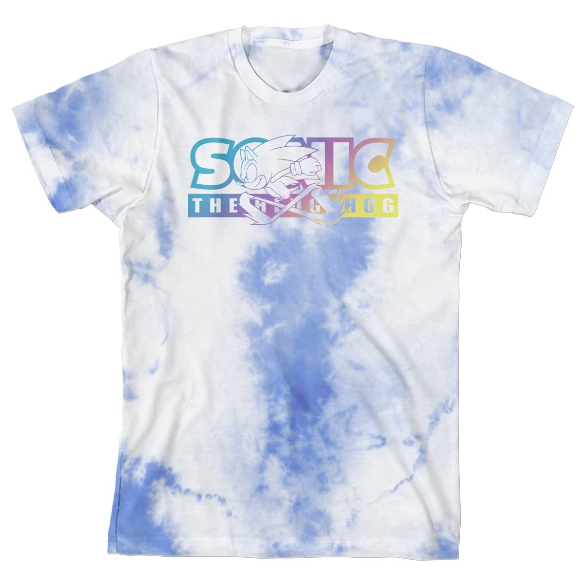 Sonic The Hedgehog Modern Gradient Logo Graphic Tee for Boys - Blue Cloud Wash Style - Casual Gaming & Everyday Wear for Kids & Teens