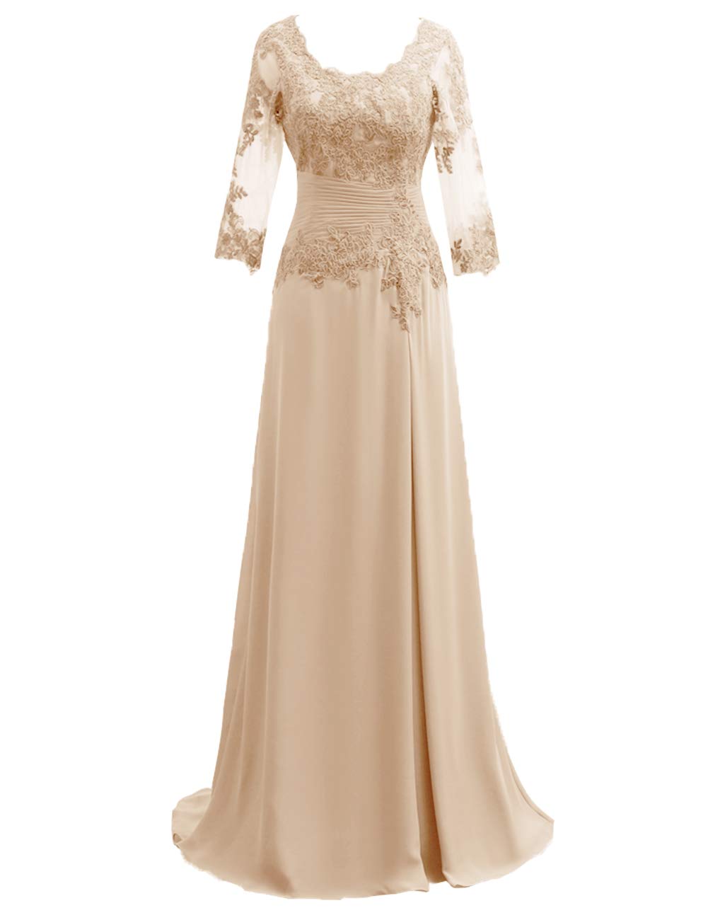 Elegant Mother of The Bride Dresses - Lace Formal Evening Gown for Wedding Guest - Long Sleeve Chiffon Gown for Women - Perfect for Weddings, Parties & Special Occasions