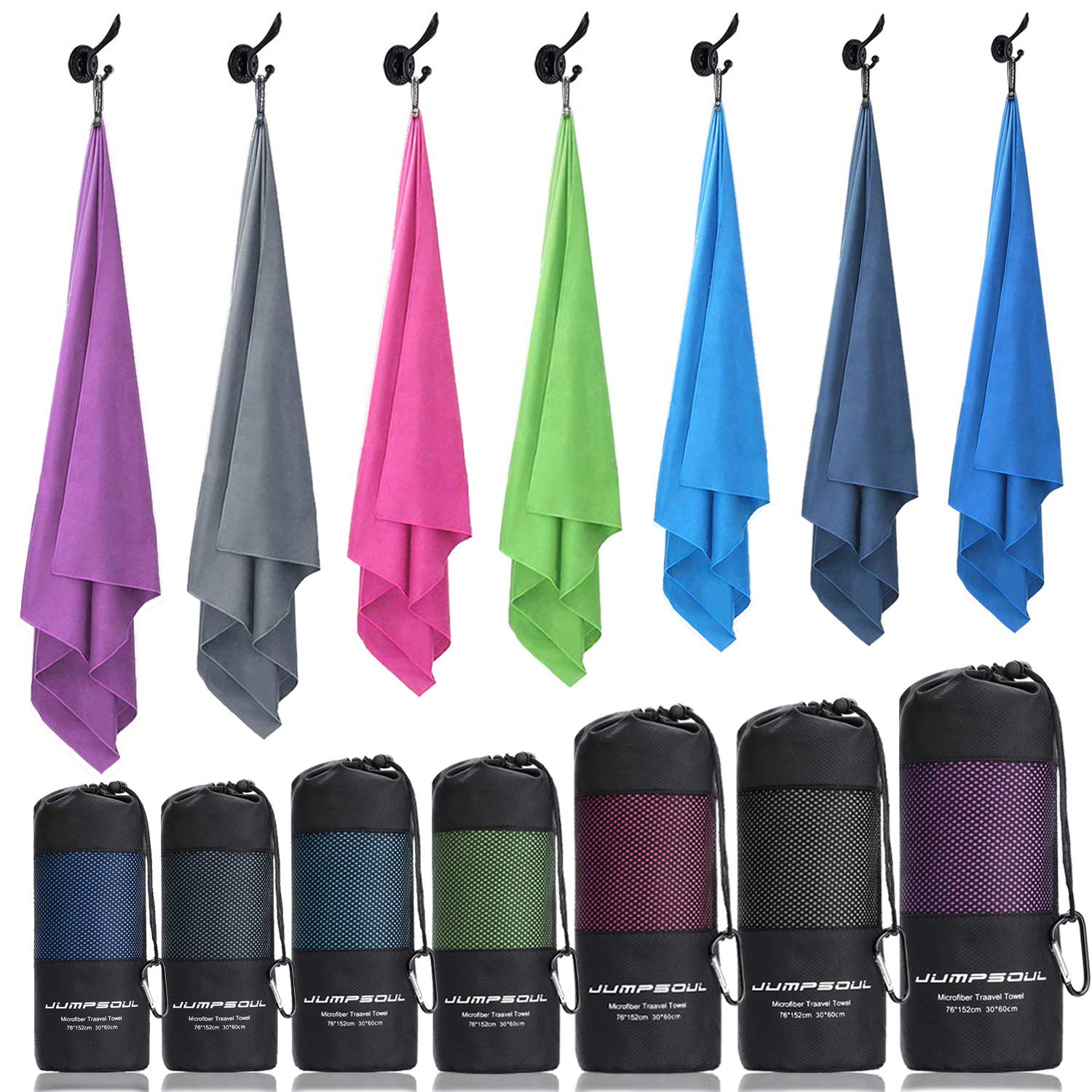 Premium Microfiber Sports Travel Towel 16-Pack - Ultra Absorbent, Quick Dry, Lightweight & Compact - Perfect for Gym, Yoga, Camping, Beach, Hiking & Travel Accessories | Ideal for Workouts, Outdoor Adventures & On-the-Go Use