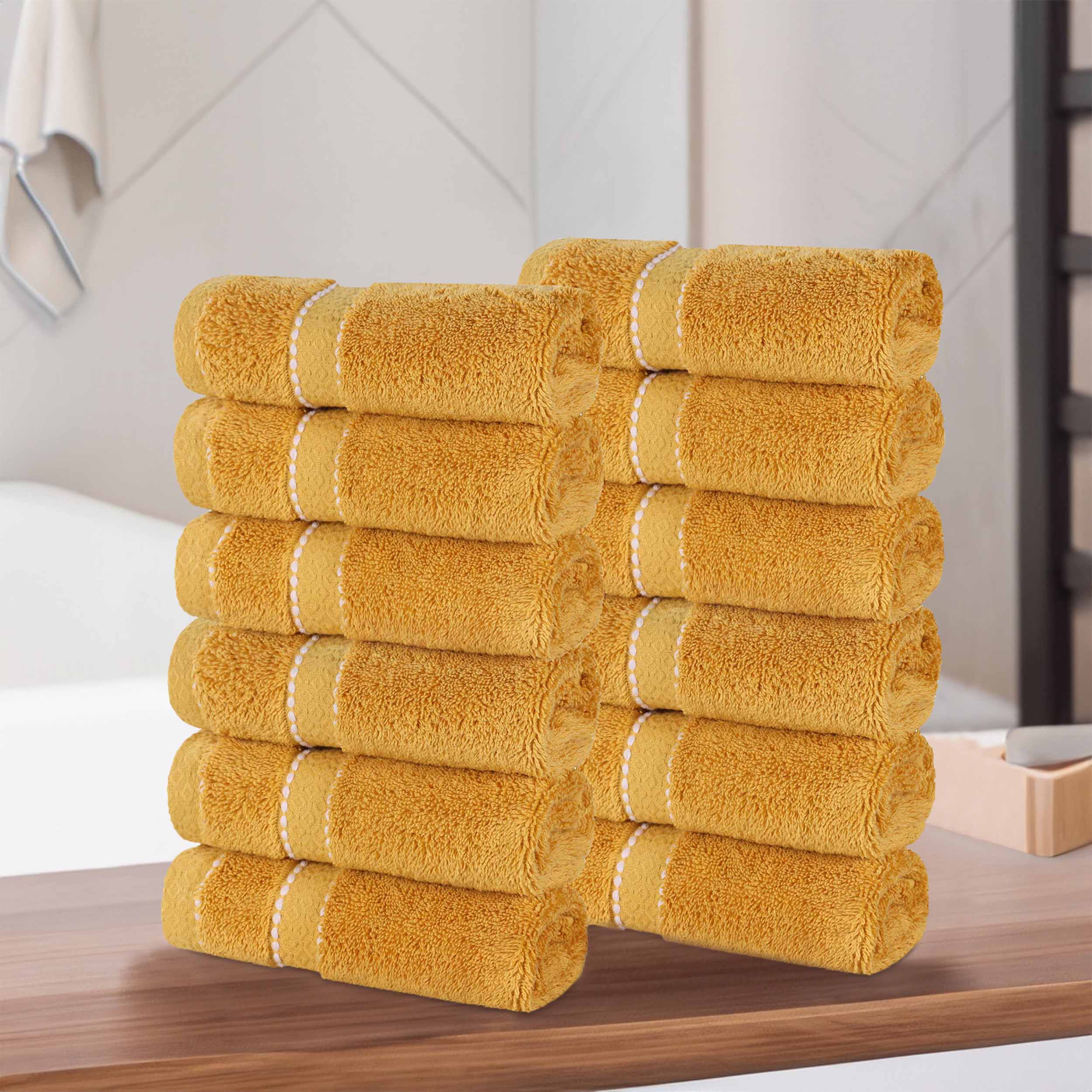 Premium Giza Cotton Dobby Face Towels - Set of 12 | Ultra Absorbent & Soft Egyptian Cotton | Perfect for Spa, Gym, Travel & Daily Skincare Routine