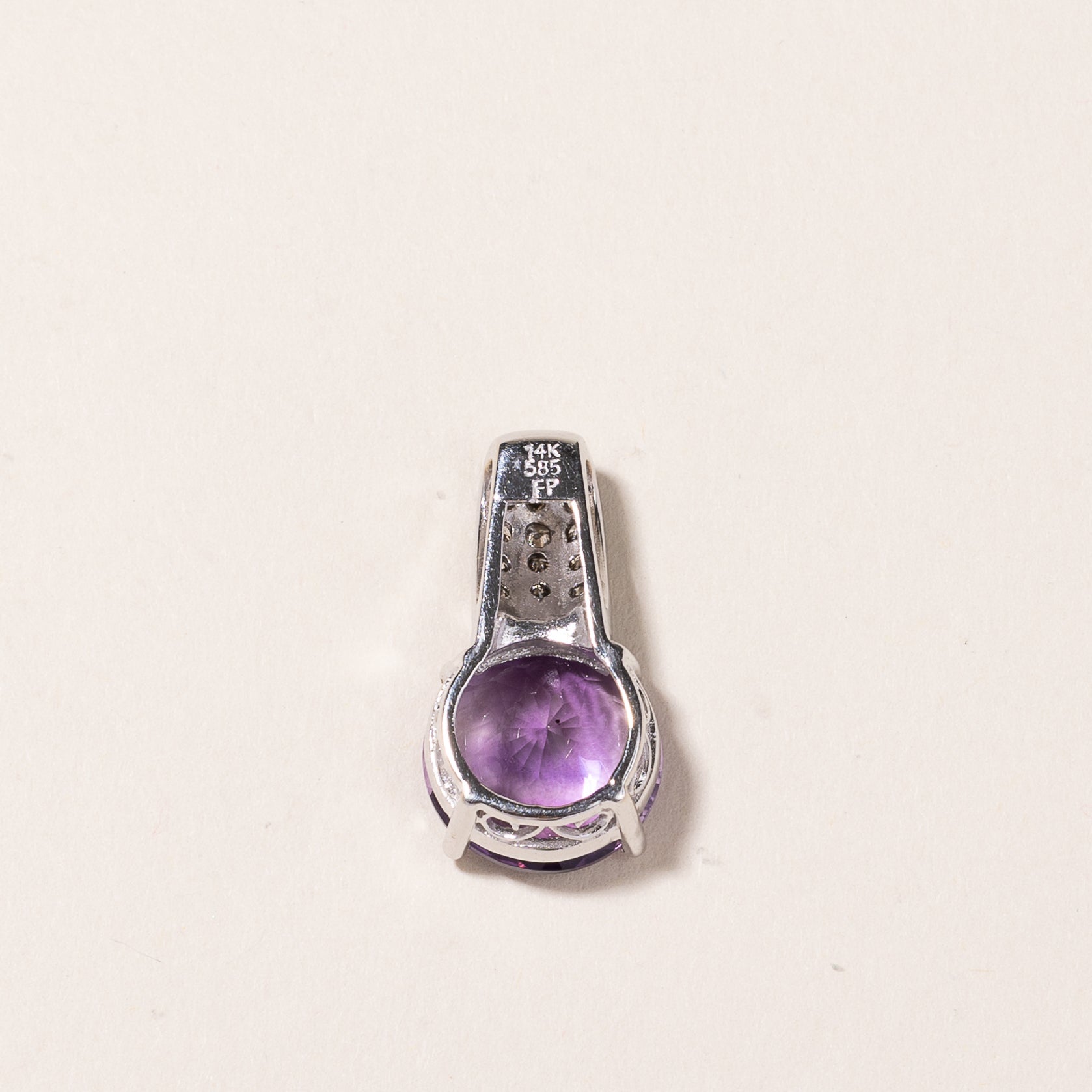 14K White Gold Amethyst & Diamond Pendant Necklace - 4.79ct Natural Amethyst & 0.24ctw Diamond Jewelry | Elegant Gift for Women, Birthday, Anniversary & Special Occasions