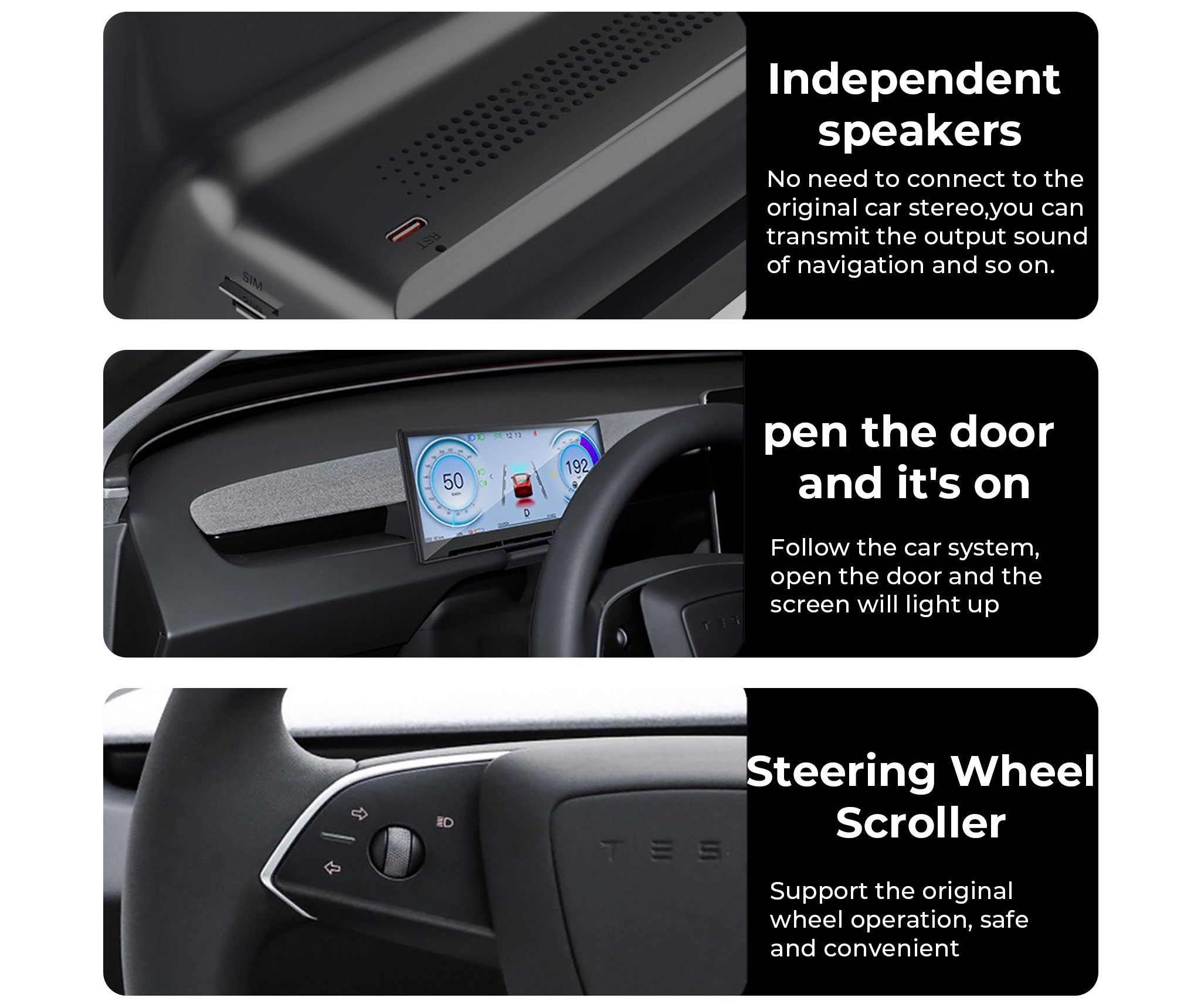 Tesla 8.9 Inch Digital Instrument Cluster Display for Model 3 & Model Y (2024+ Model 3, 2025+ Model Y) - Upgrade Your Driving Experience with Enhanced Dashboard Visibility