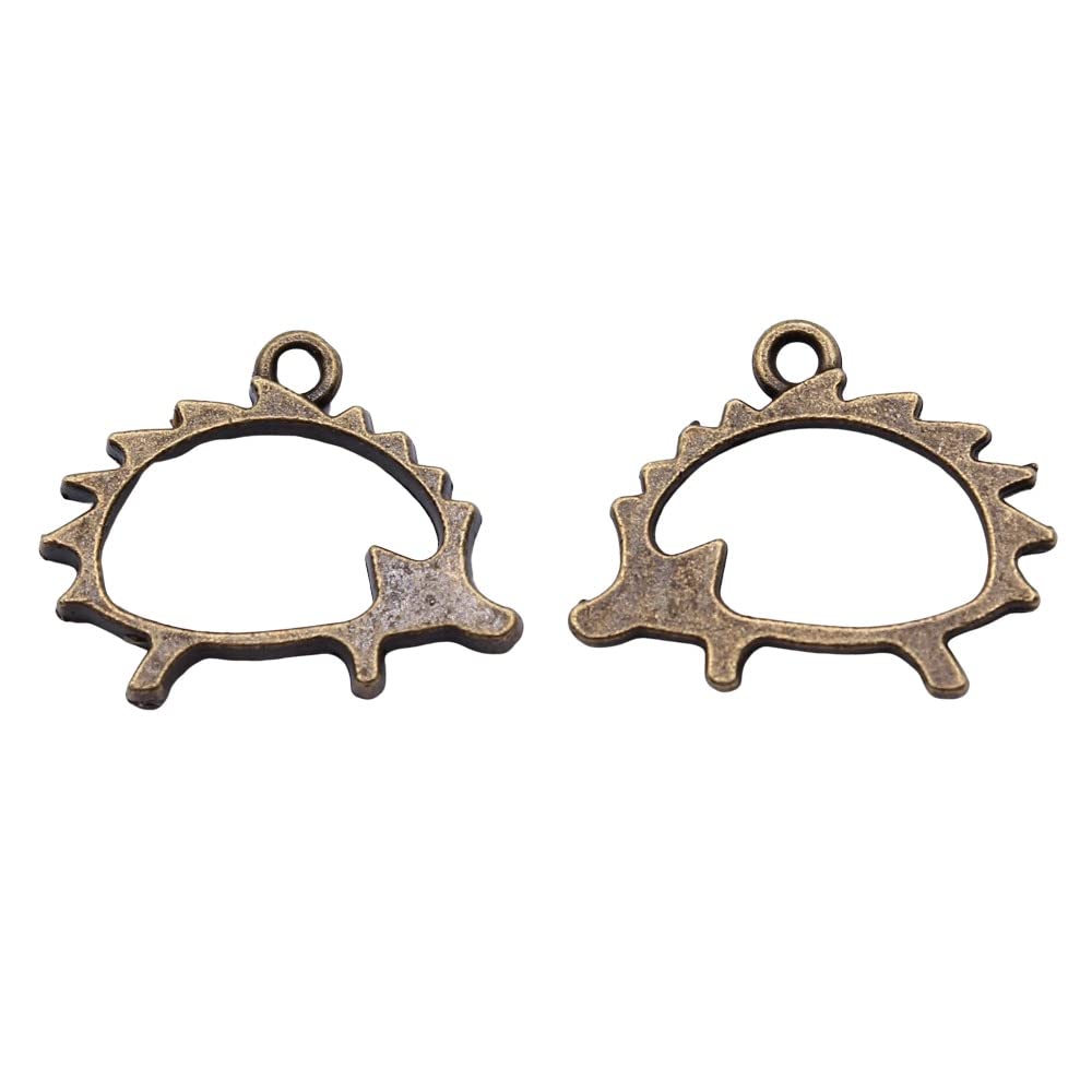5pcs Antique Bronze Hollow Hedgehog Charms - 17x21mm Metal Jewelry Findings for DIY Crafts, Kids Accessories & Scrapbooking Projects