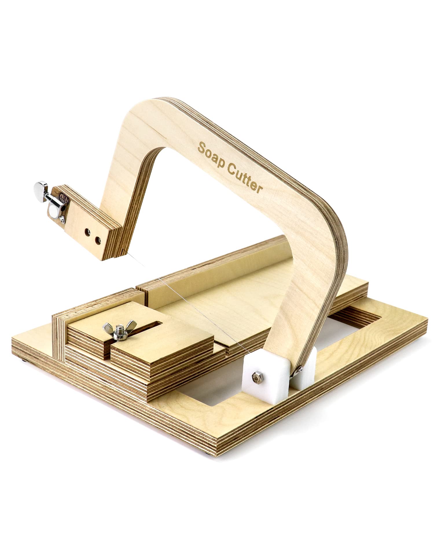 QWORK Adjustable Wooden Single Wire Soap Cutter for Handmade Soap Making, DIY Soap Slicer for Candles, Cheese & Wax Trimming - Perfect for Home Crafting & DIY Projects (1 Pack)