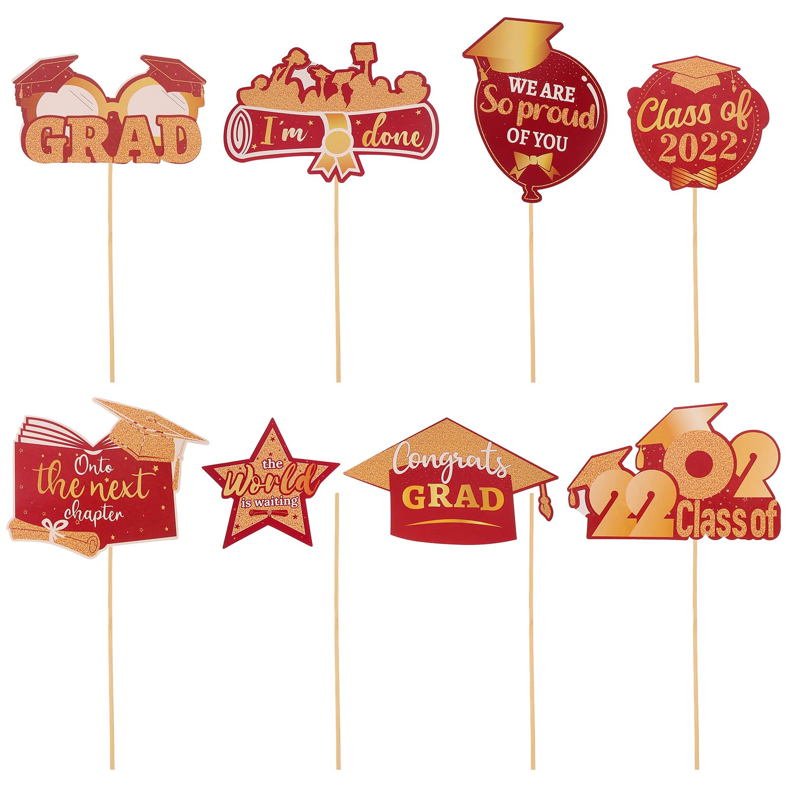 LUOZZY Elegant Red & Gold Graduation Greeting Cards with Floral Vase Design - Perfect Graduation Party Decor & Photo Backdrops | Ideal Graduation Gifts for High School & College Ceremonies | Great for Commencement Decorations, School Events, Family Celebrations & Photo Booths | Use for Table Centerpieces, Open House Decor & Senior Night Parties