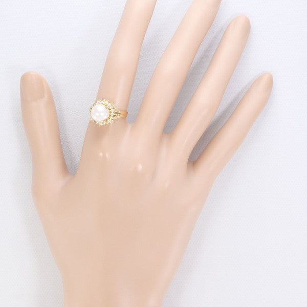 18K Yellow Gold Pearl Diamond Ring for Women - Elegant Bridal Jewelry, Wedding & Engagement Gift - Perfect for Anniversaries, Parties & Special Occasions