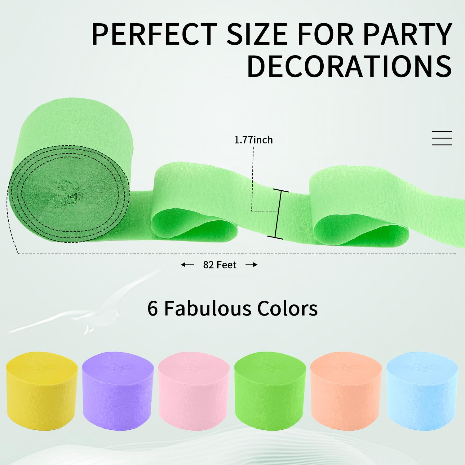 Pastel Crepe Paper Streamers - 6 Rolls (492ft Total) for Party Decorations | Birthday, Wedding, Baby Shower & Celebration Supplies | 2.37