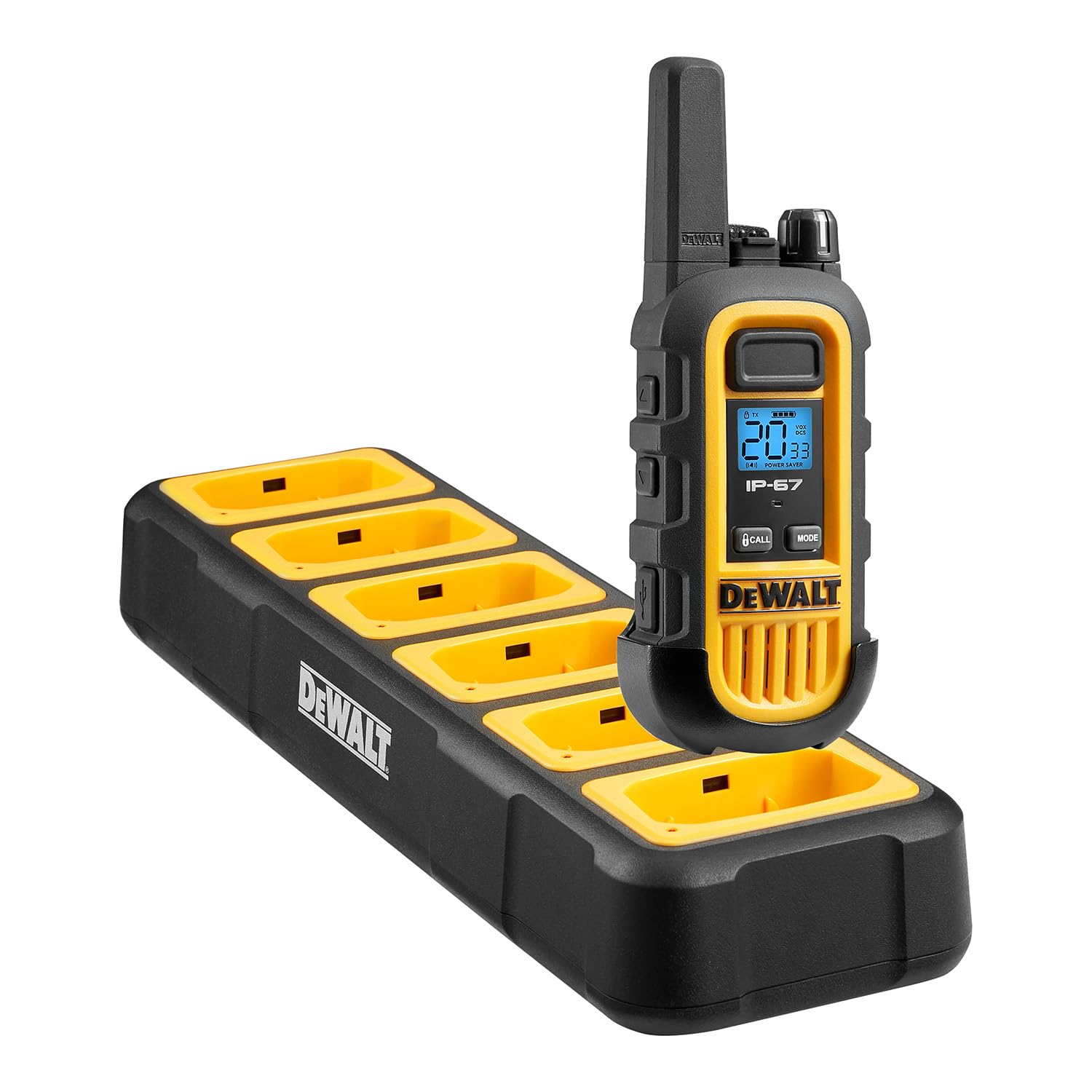 DEWALT DXFRS300 6-Port Gang Charger for DXFRS 300 Walkie Talkie Two-Way Radios | Fast Charging Station | Ideal for Construction Sites, Warehouses & Security Teams (DXFRSCH6-300)