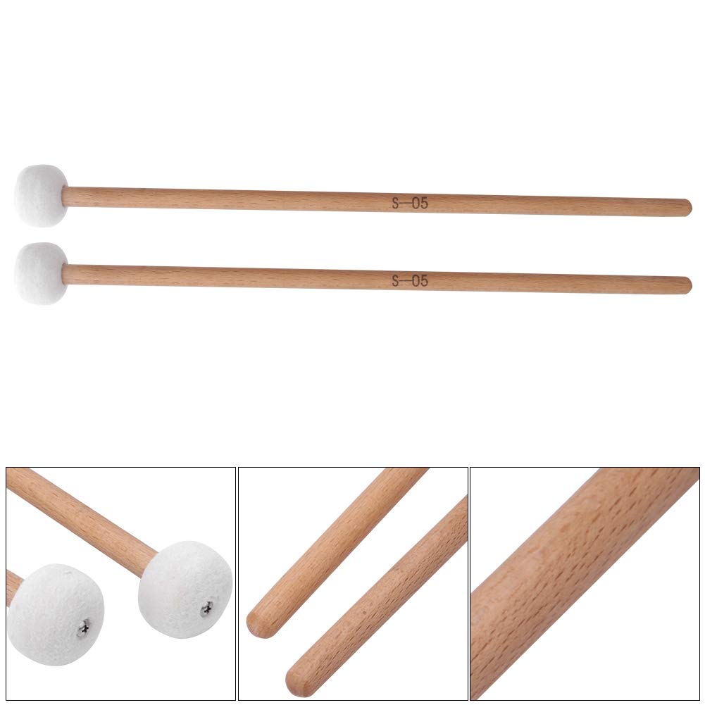 Premium 2-Piece Drum Mallets with White Felt Heads - Professional Percussion Sticks for Timpani, Snare Drums & Orchestral Performances - Ideal for Musicians, Band Practice & Live Concerts