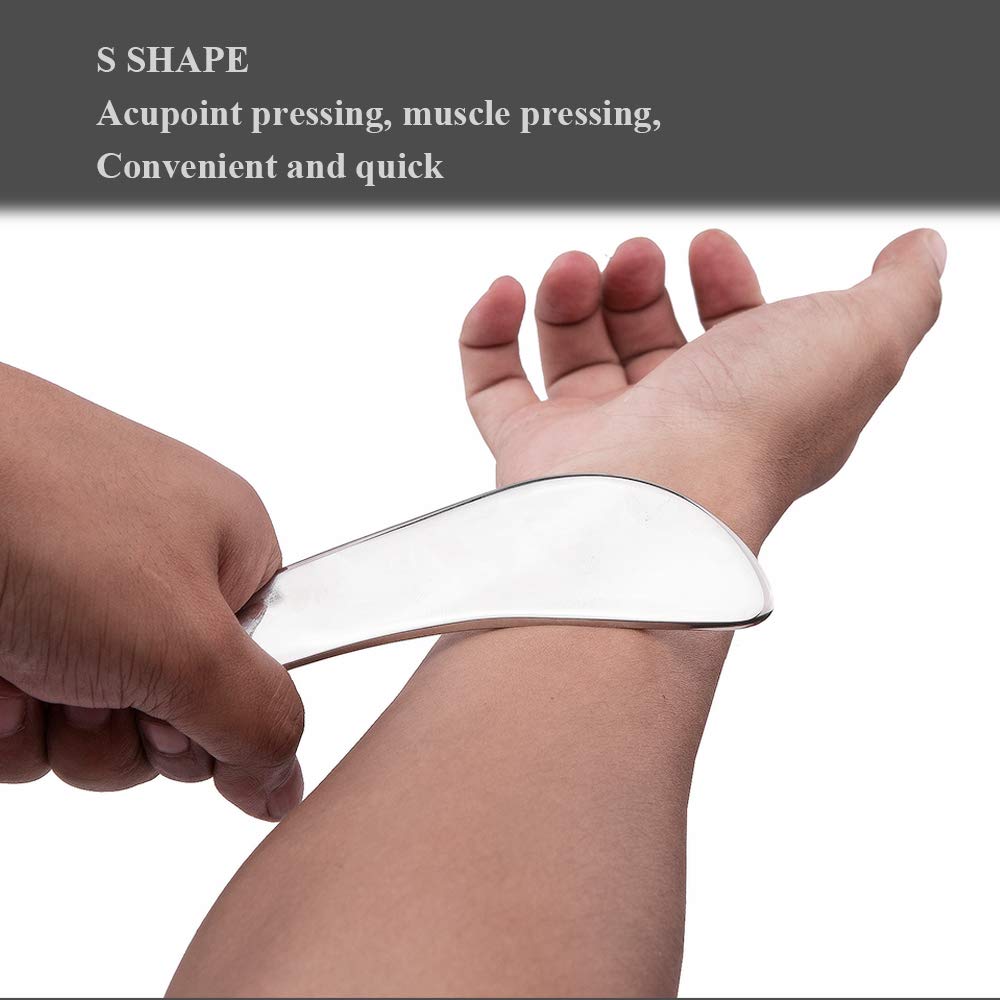FeelFree Sport FSA/HSA Approved Stainless Steel Gua Sha Scraping Massage Tool - Muscle Pain Relief & Physical Therapy for Back, Neck, Shoulders, Legs & Arms - Perfect for Home Wellness & Recovery Routines