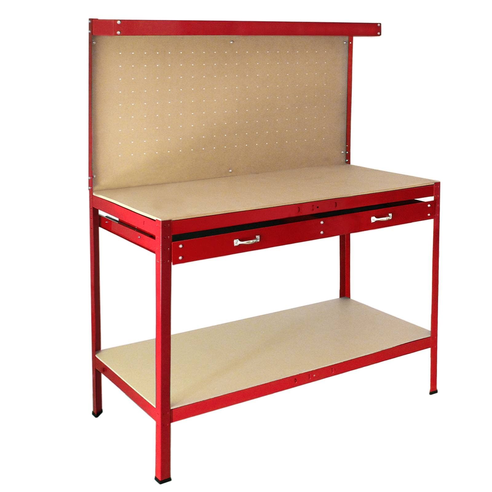 Heavy-Duty Monster Shop Workshop Workbench with Pegboard & Drawer - Industrial Steel Work Table with Tool Storage, Garage Shelving Unit & 40 Free Hooks | Perfect for DIY Projects, Tool Organization & Garage Workshop Setup