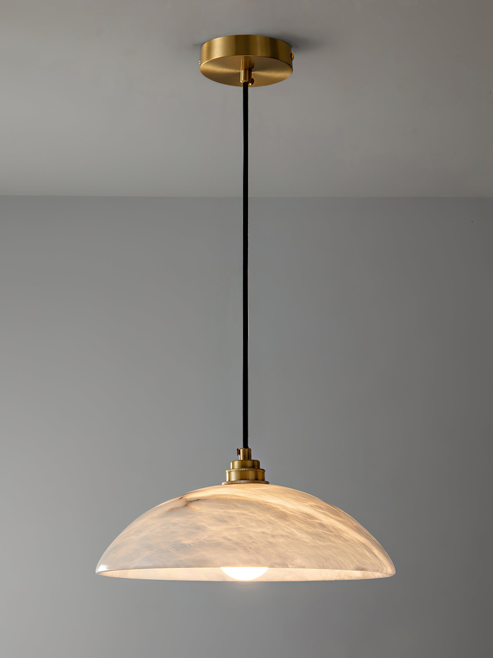 Elegant Dome Alabaster Pendant Light - Modern Crystal Glass Ceiling Lamp for Dining Room, Kitchen Island & Bedroom Lighting