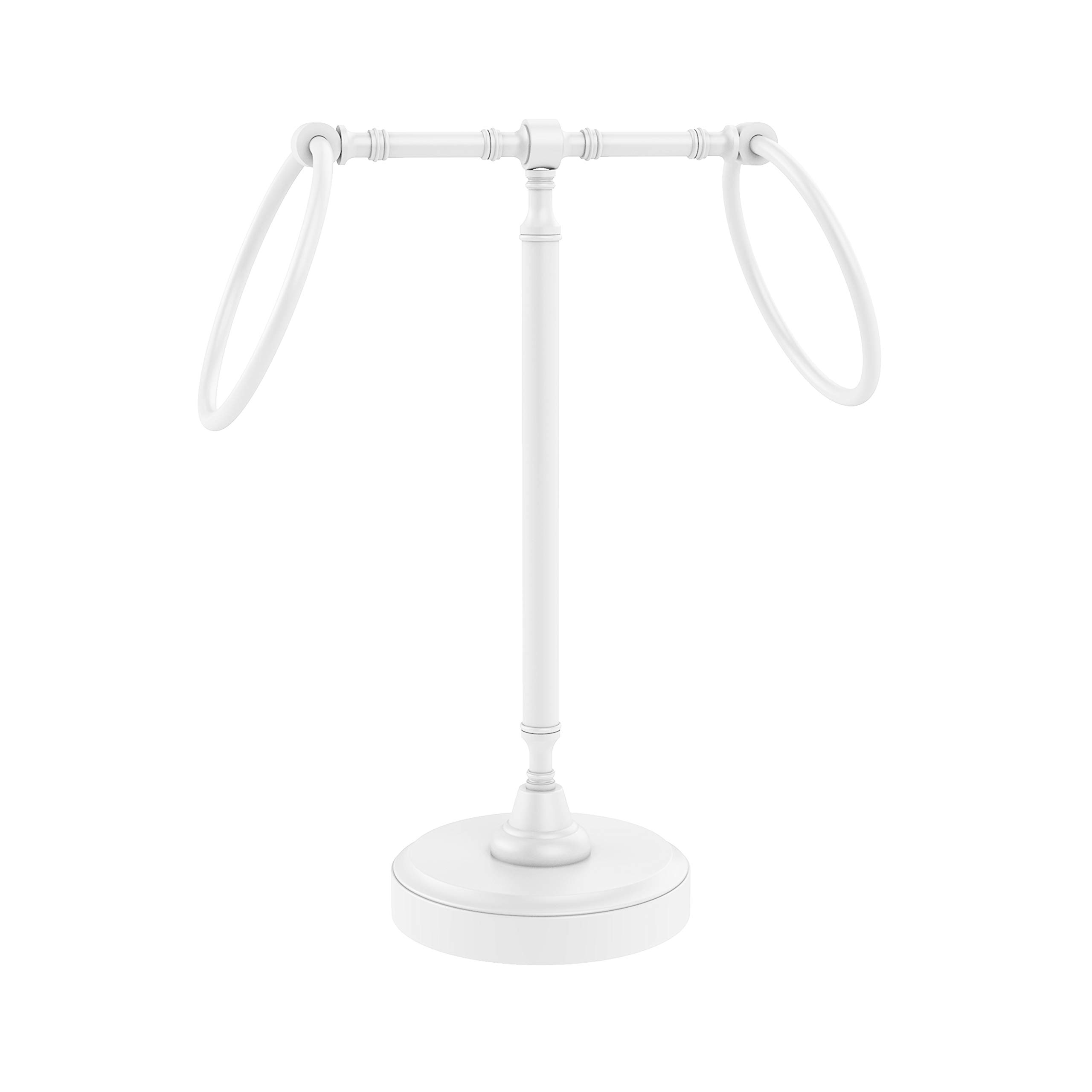 Allied Brass RWM-3 Matte White 2 Ring Guest Towel Holder for Bathroom Vanity - Perfect for Powder Rooms, Guest Baths & Spa Decor
