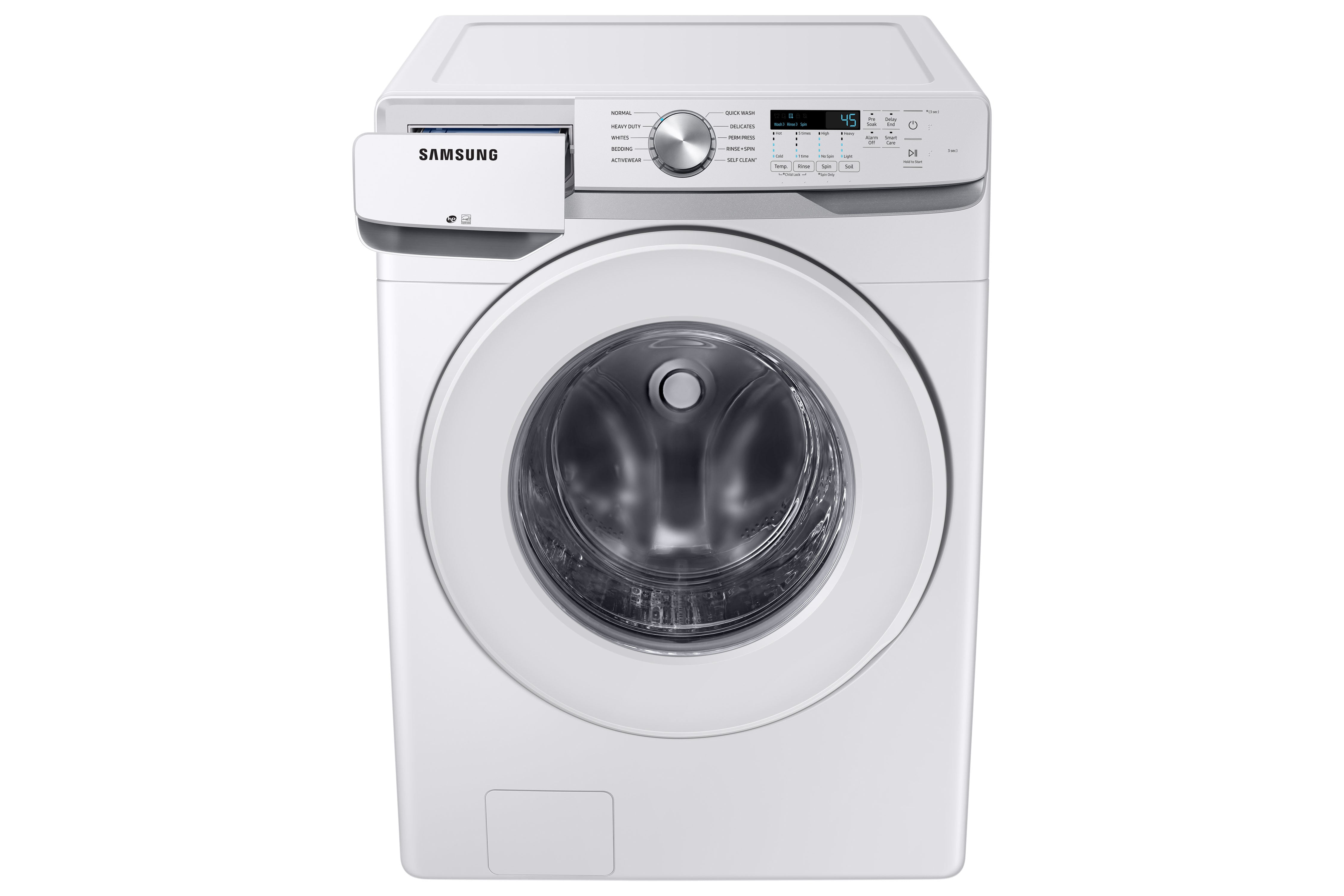 Samsung WF45T6000AW/A5 5.2 Cu.Ft White Front Load Washing Machine with Shallow Depth - Perfect for Small Laundry Rooms and Apartments