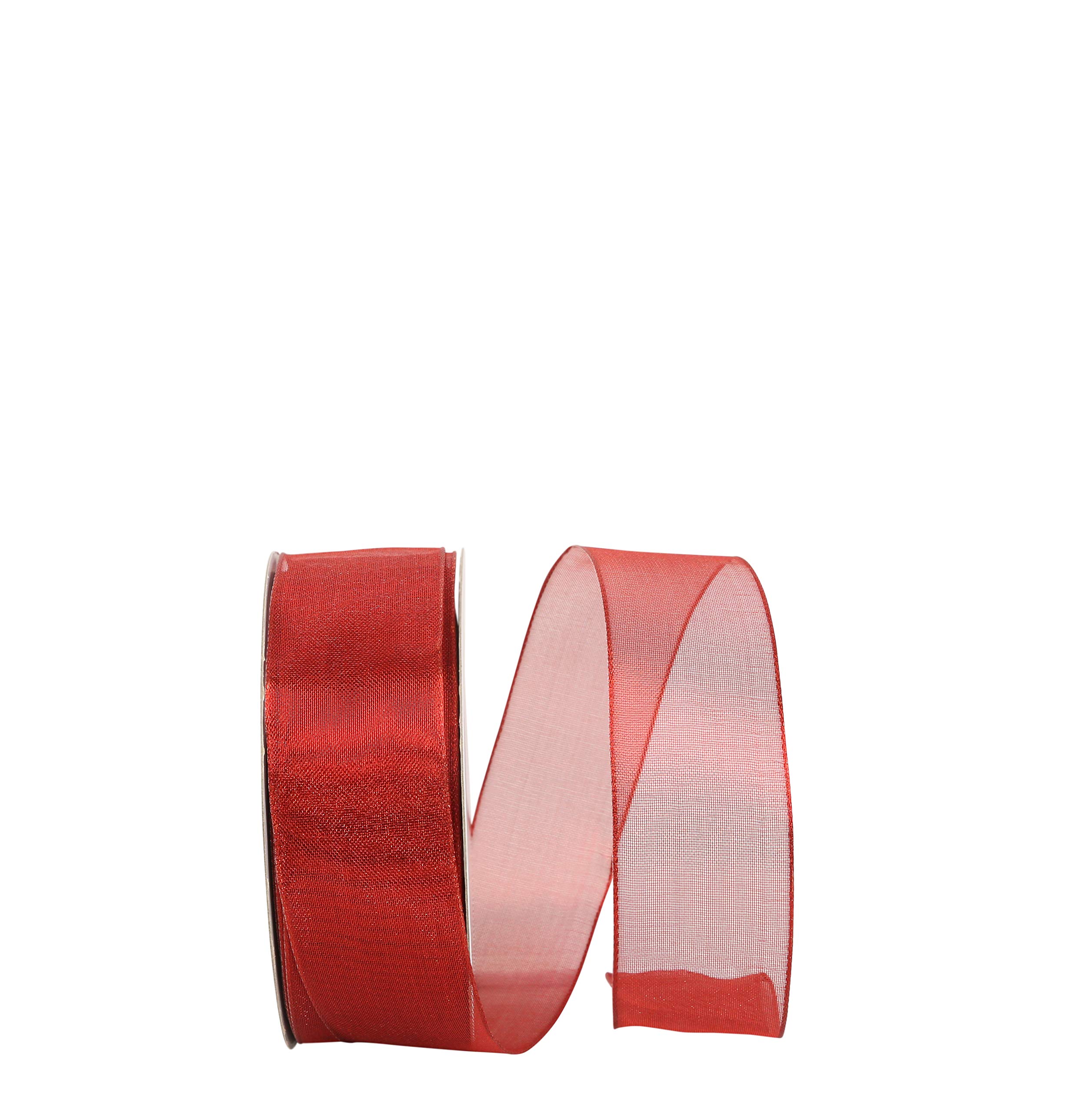 Reliant Ribbon Mesh Classic Wired Edge Ribbon - 1.5 Inch x 25 Yards, Red Decorative Ribbon for Gift Wrapping, Floral Arrangements, Wedding Decor & DIY Crafts