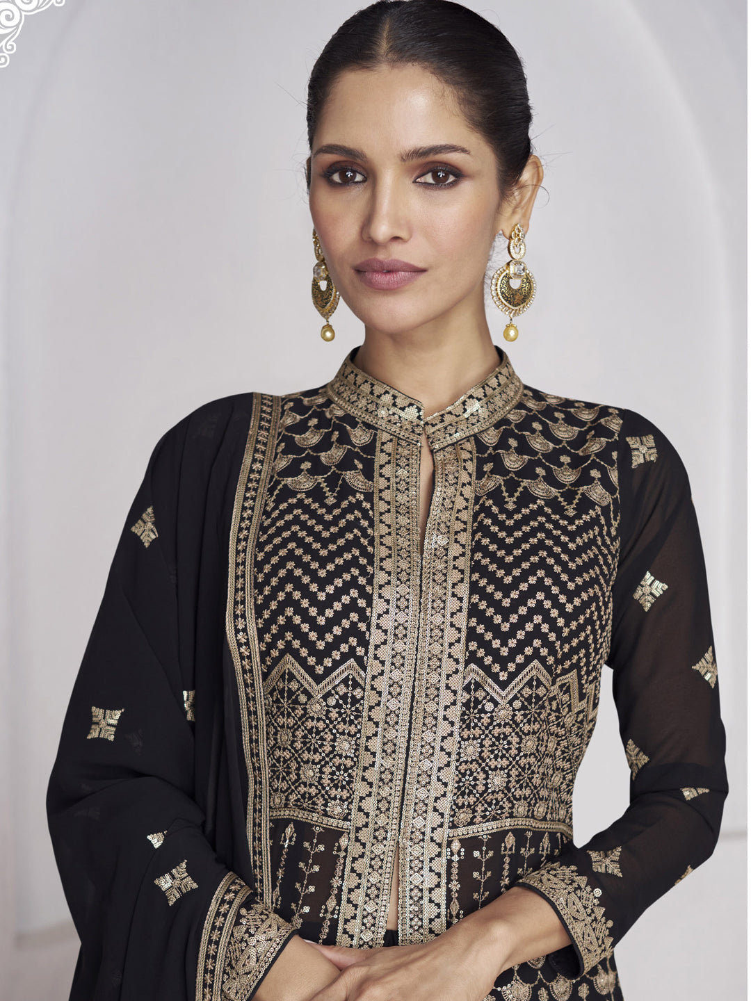 Black Heavy Designer Real Georgette Readymade Sharara Suit for Women - Elegant Indian Ethnic Wear for Weddings, Parties & Special Occasions