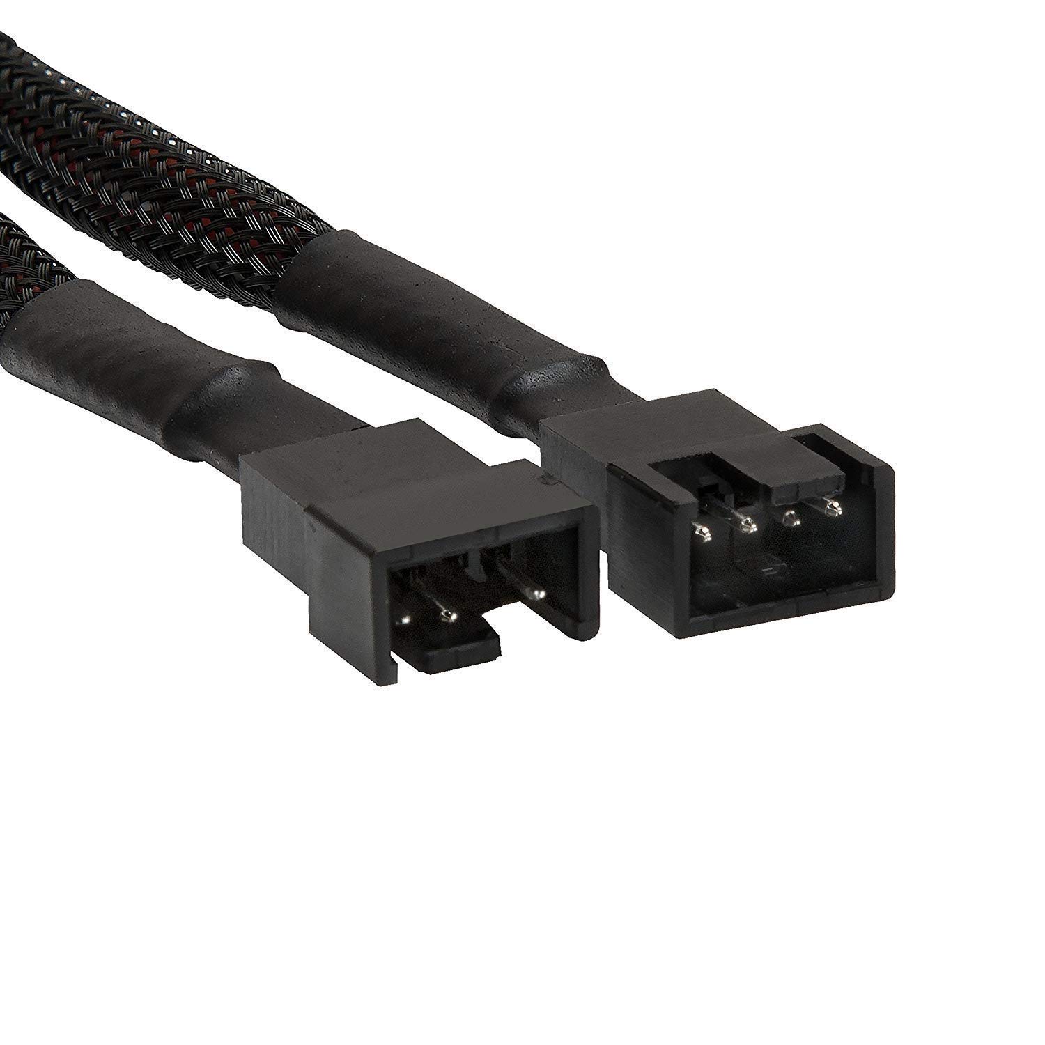 Easycargo 4-Pin & 3-Pin PWM Fan Splitter Cable with Extension - PC Case Fan Power Adapter for Multiple Cooling Fans - Perfect for Gaming PC, Workstation & Computer Case Cooling Systems