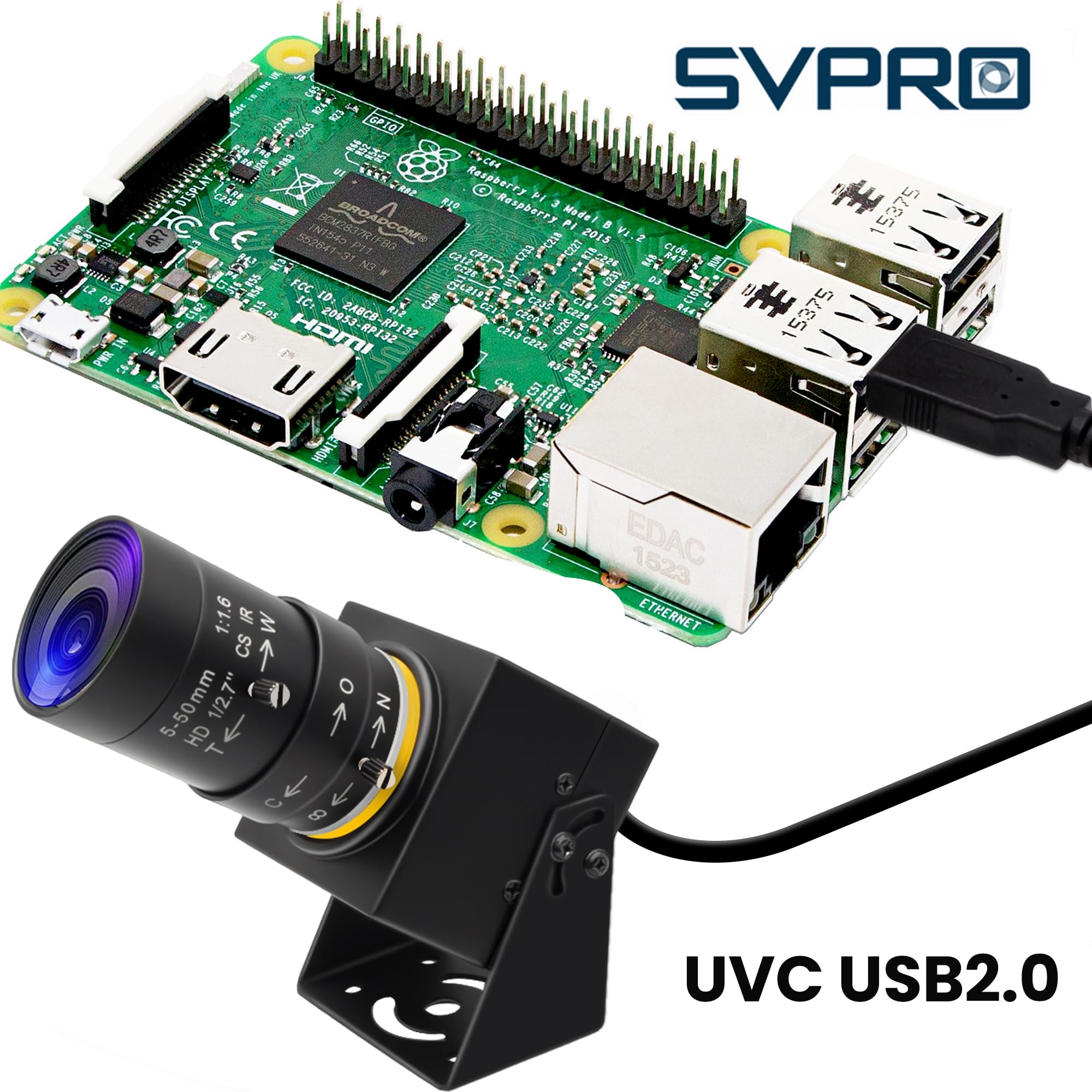 SVPRO 8MP USB Webcam with Manual Focus & 5-50mm Varifocal Lens - 10X Zoom External Camera for PC/Laptop (Plug & Play UVC) - Perfect for Video Conferencing, Live Streaming & Online Classes