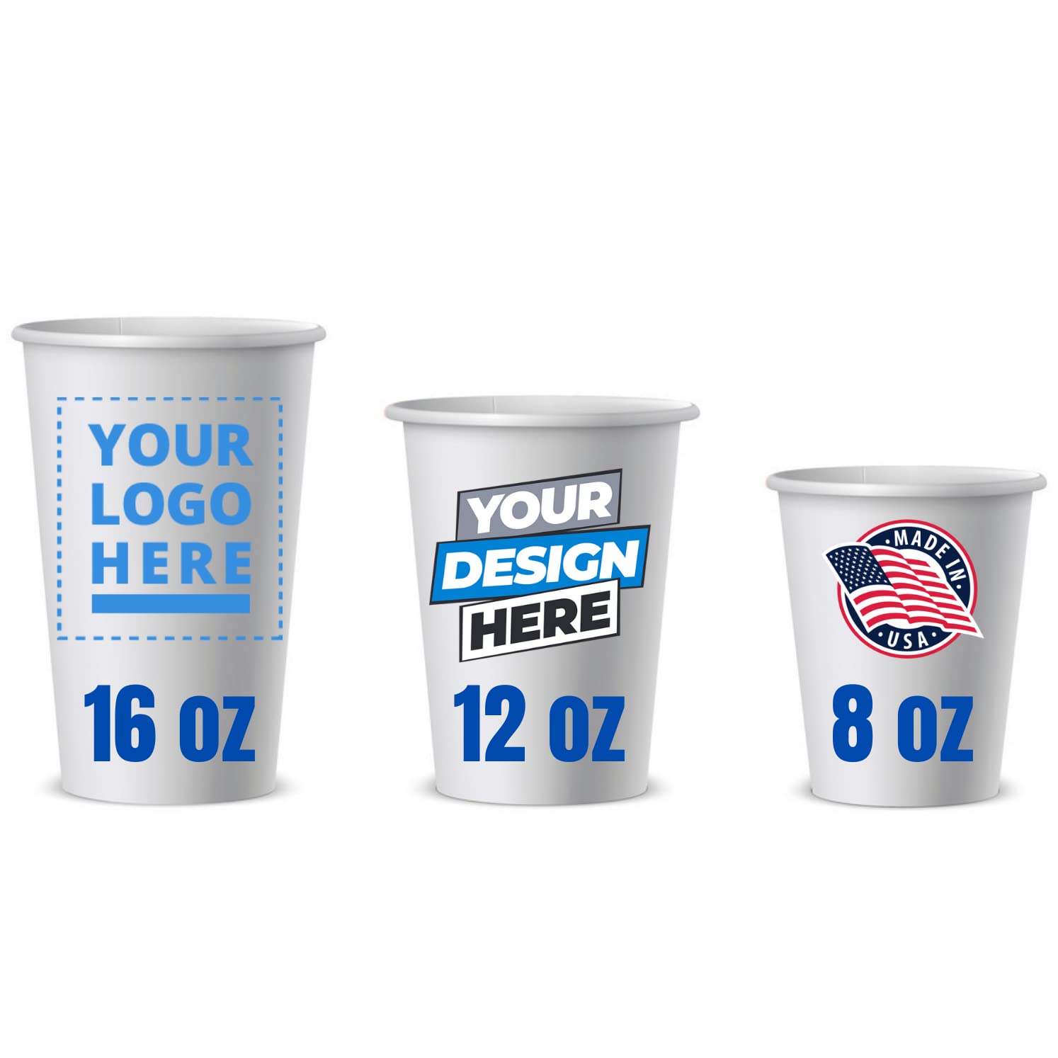 Disposable Coffee Cups 16oz (500 Pack) - Eco-Friendly Paper Cups for Hot & Cold Drinks - Custom Logo Printing for Coffee Shops, Offices & Small Businesses - Durable & Leak-Proof - Perfect for Takeout, Cafes, Events & Catering