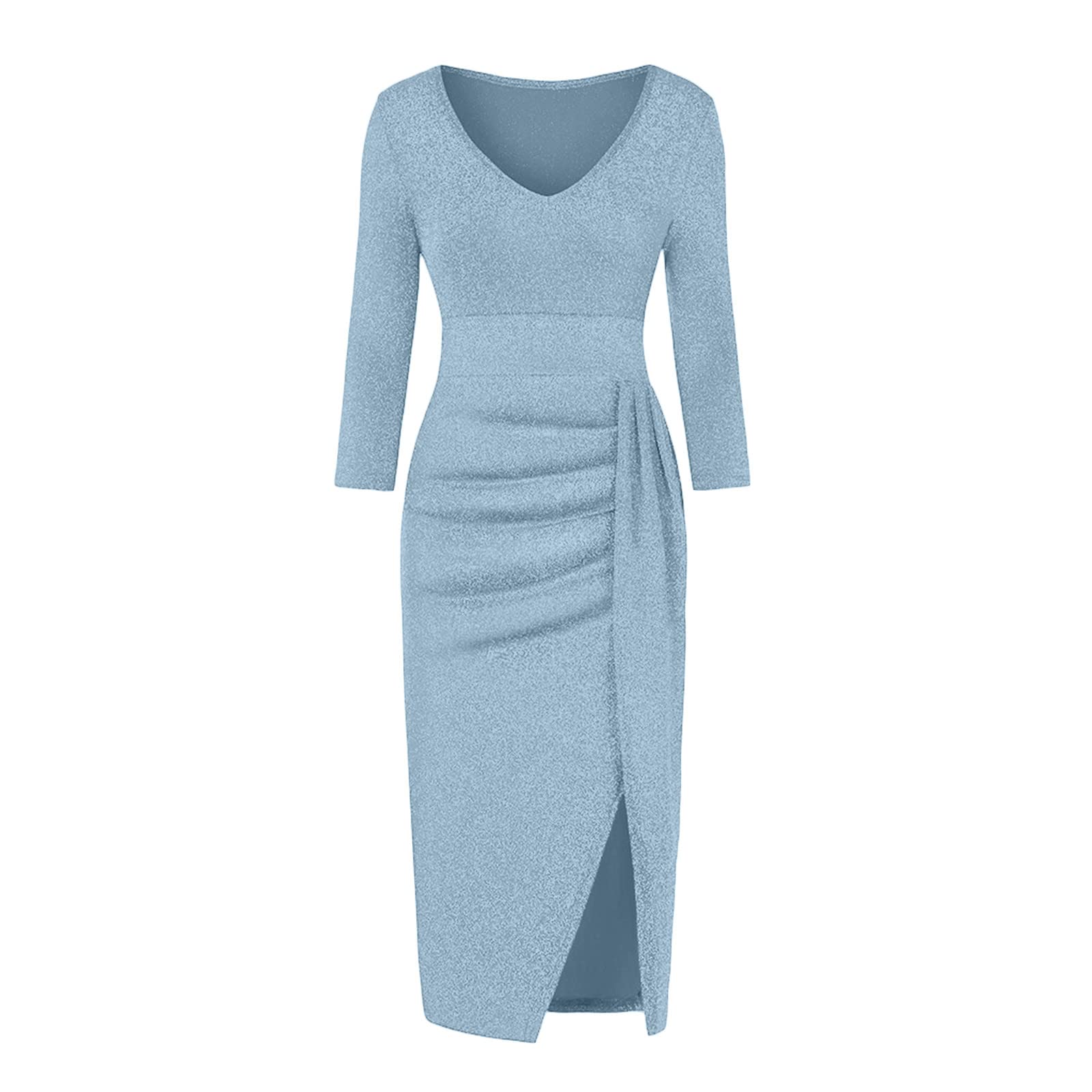 Sckarle Women's Sexy Sequin Bodycon Dress - V Neck, High Waist, Slit Party Dress for Nightclub, Office & Special Occasions | Perfect for Cocktail Parties, Date Nights & Formal Events