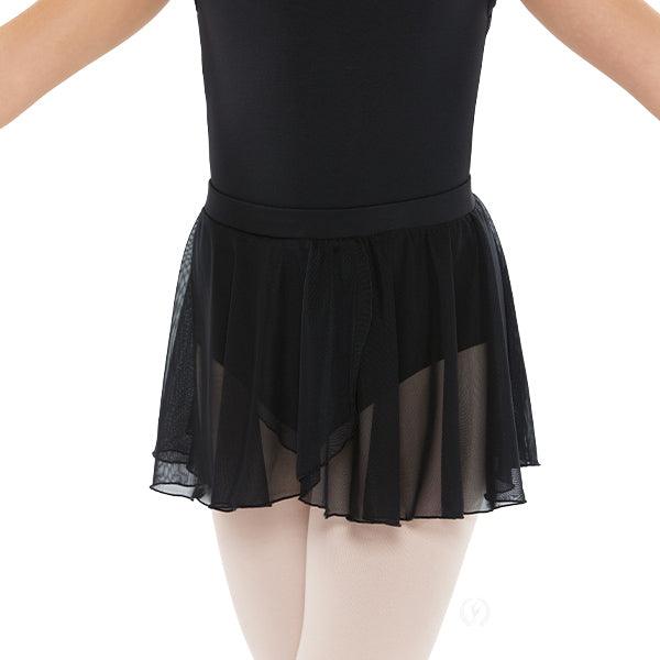 Eurotard Girls Mesh Mock Wrap Pull On Skirt - Stylish Dance Skirt for Ballet, Jazz & Performance - Comfortable Stretch Waistband for Kids & Teens