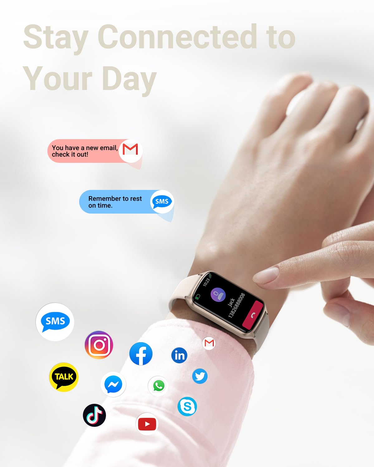 Premium Fitness Tracker with 24/7 Heart Rate, SpO2, Blood Pressure & Sleep Monitoring - 5ATM Waterproof Smart Watch with Step Counter, Calorie Burn & Activity Tracking (Includes S & L Bands) - Perfect for Gym, Running, Swimming & Daily Health Monitoring