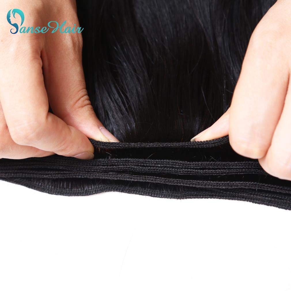 10A Brazilian Straight Virgin Hair Bundles with Frontal (16 18 20+14 Inch) - 100% Unprocessed Human Hair Weft for Sew-in, Glueless Wigs & Natural Hairstyles - Perfect for Daily Wear, Special Occasions & Salon Styling