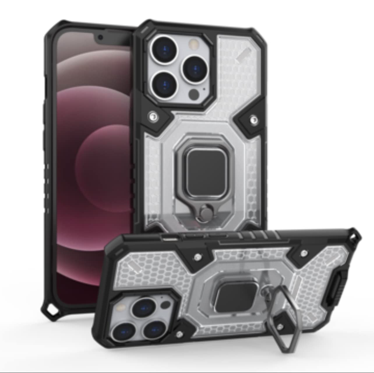 Magnetic Kickstand Phone Case for iPhone 13 Pro Max - Shockproof TPU Back Cover with Ring Holder (Electric Blue) | Perfect for Hands-Free Viewing, Gaming & Video Calls