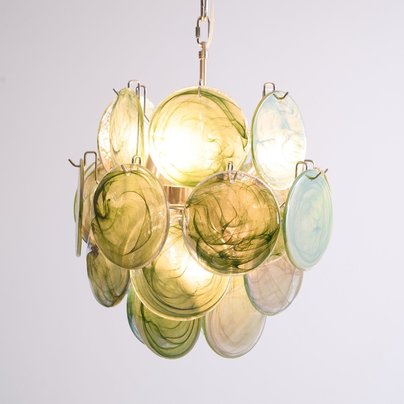 Lunaria Disc Murano Glass Chandelier - Elegant Italian Lighting Fixture for Dining Room, Living Room & Bedroom Decor