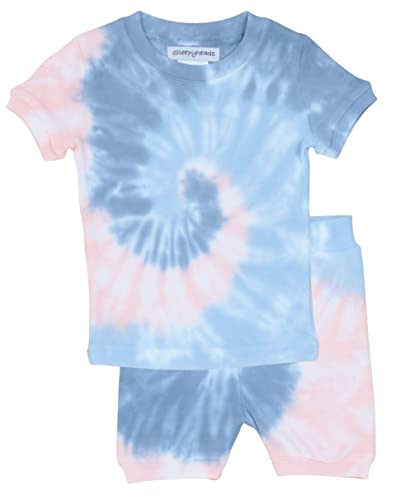Shorts Set - Wave Blue Spiral Tie Dye