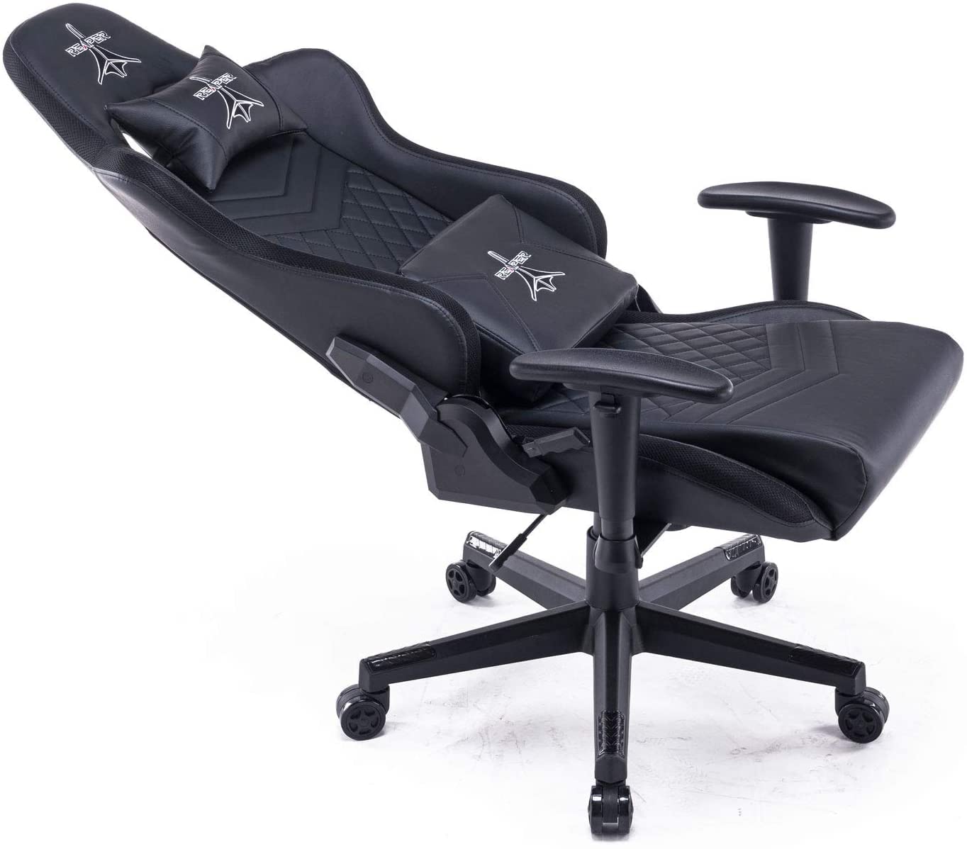 Brigros Reaper Professional Gaming Chair with Built-in RGB LED Technology, Adjustable Reclining Backrest, Customizable Color LED Profiles, Includes Cushions (Black) - Perfect for Esports, Streaming & Home Office Setup