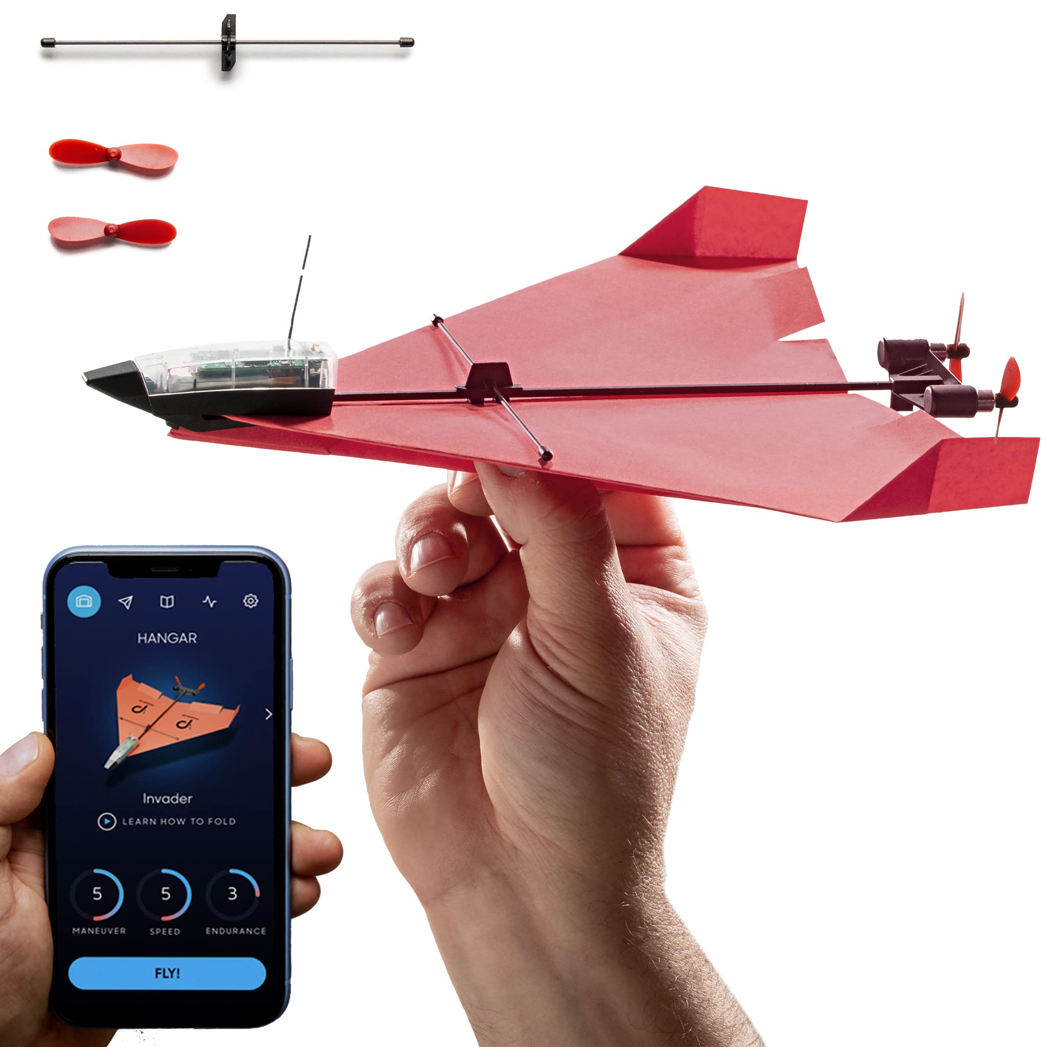 POWERUP 4.0 Ultimate Flight Bundle with Paper Airplane Templates, Accessories, Spare Parts & Instruction Book - Smart RC Controlled Paper Plane Kit for Kids & Adults, STEM Learning Toy for Indoor/Outdoor Flying Fun