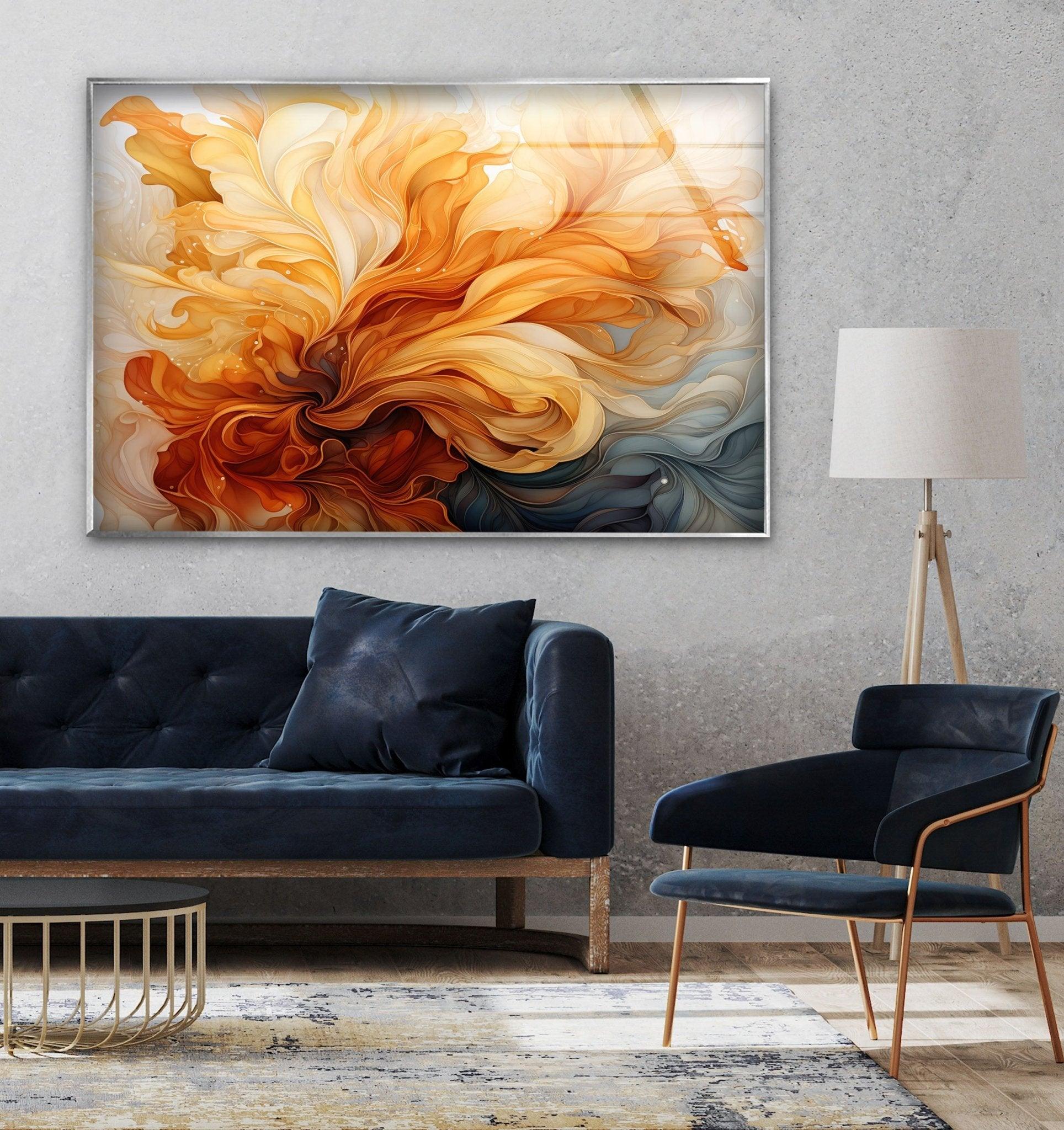 Abstract Love Glass Wall Art - Modern Home Decor for Living Room, Bedroom & Office - Handmade Glass Artwork for Gifts & Interior Design