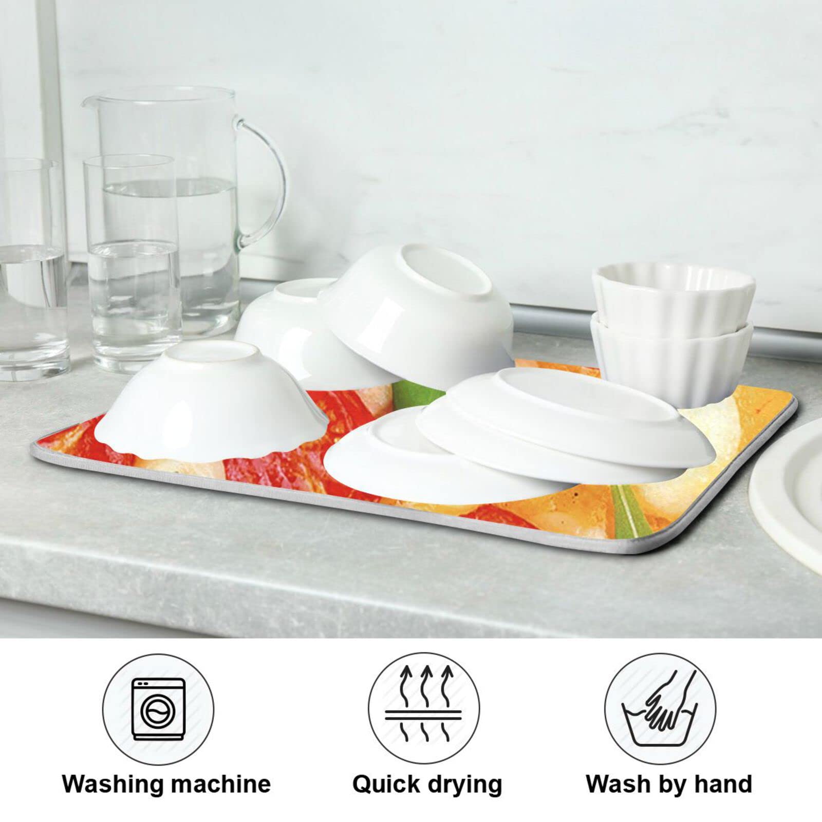 Premium Microfiber Pizza Dish Drying Mat for Kitchen Counter - 18