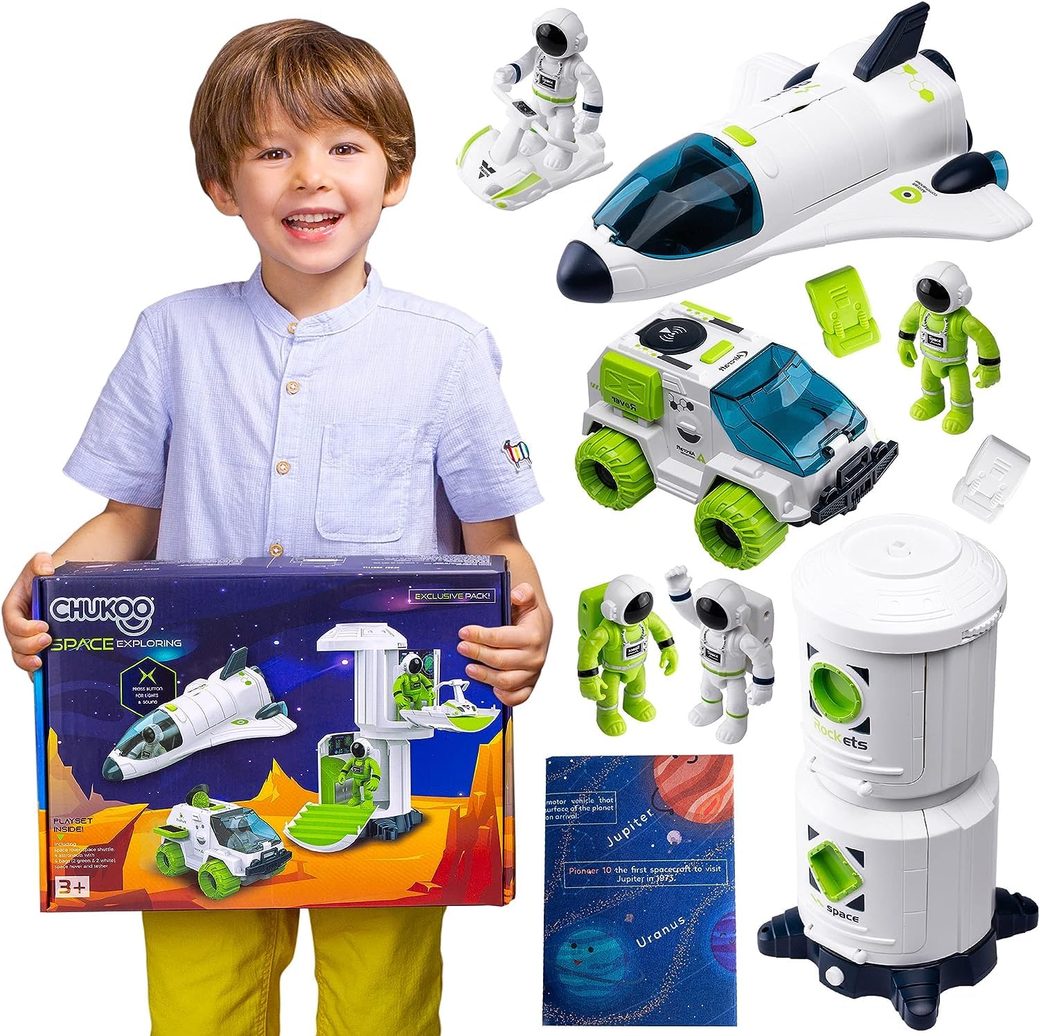 Best Space Toys for Kids Ages 3-8 - Rocket Ship Playset with 4 Astronaut Figures, Space Station & Rover - Solar System Educational STEM Toys for Boys & Girls - Perfect for Birthday Gifts & Space-Themed Playrooms