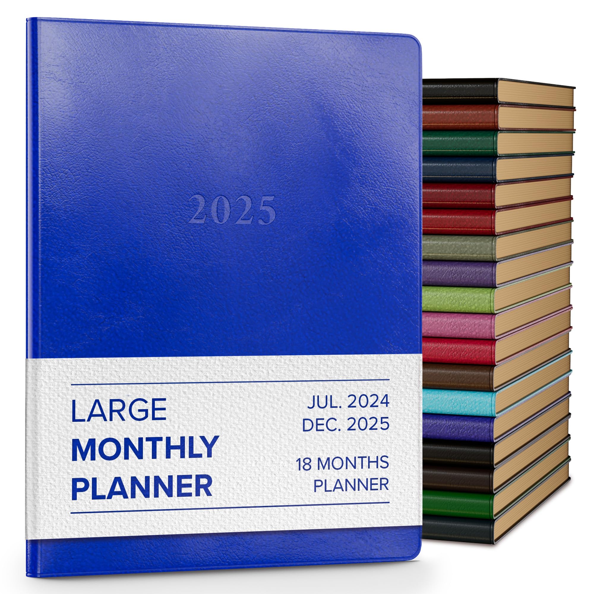 2025 Gallery Leather Large Monthly Planner - Elegant Bound Calendar & Notebook with Gold-Gilded Edges, 18 Months (Acadia Malibu, 9.75 x 7.5