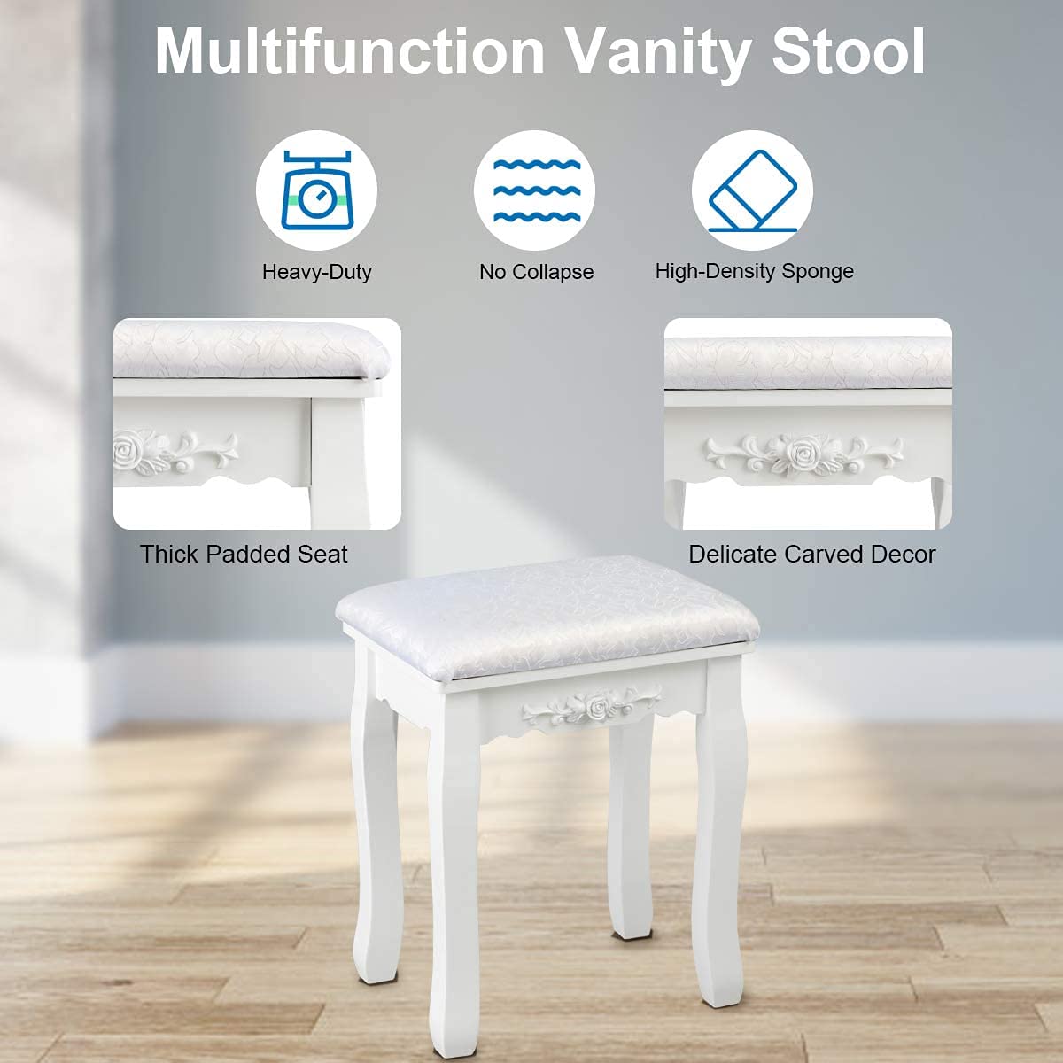 LDAILY Vanity Table Set with Lighted Mirror - 10 LED Lights, 4 Drawers & Oval Dressing Desk with Cushioned Stool for Women & Girls (White/Black/Dark Brown) | Perfect for Bedroom Makeup, Skincare & Hair Styling