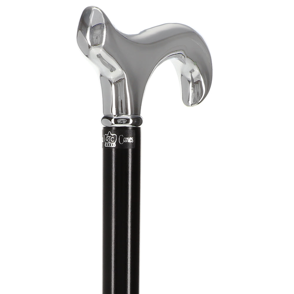 Premium Formal Luxury Chrome Derby Cane with Silver Collar & SafeTbase Tip - Ideal for Weddings, Special Occasions & Mobility Support