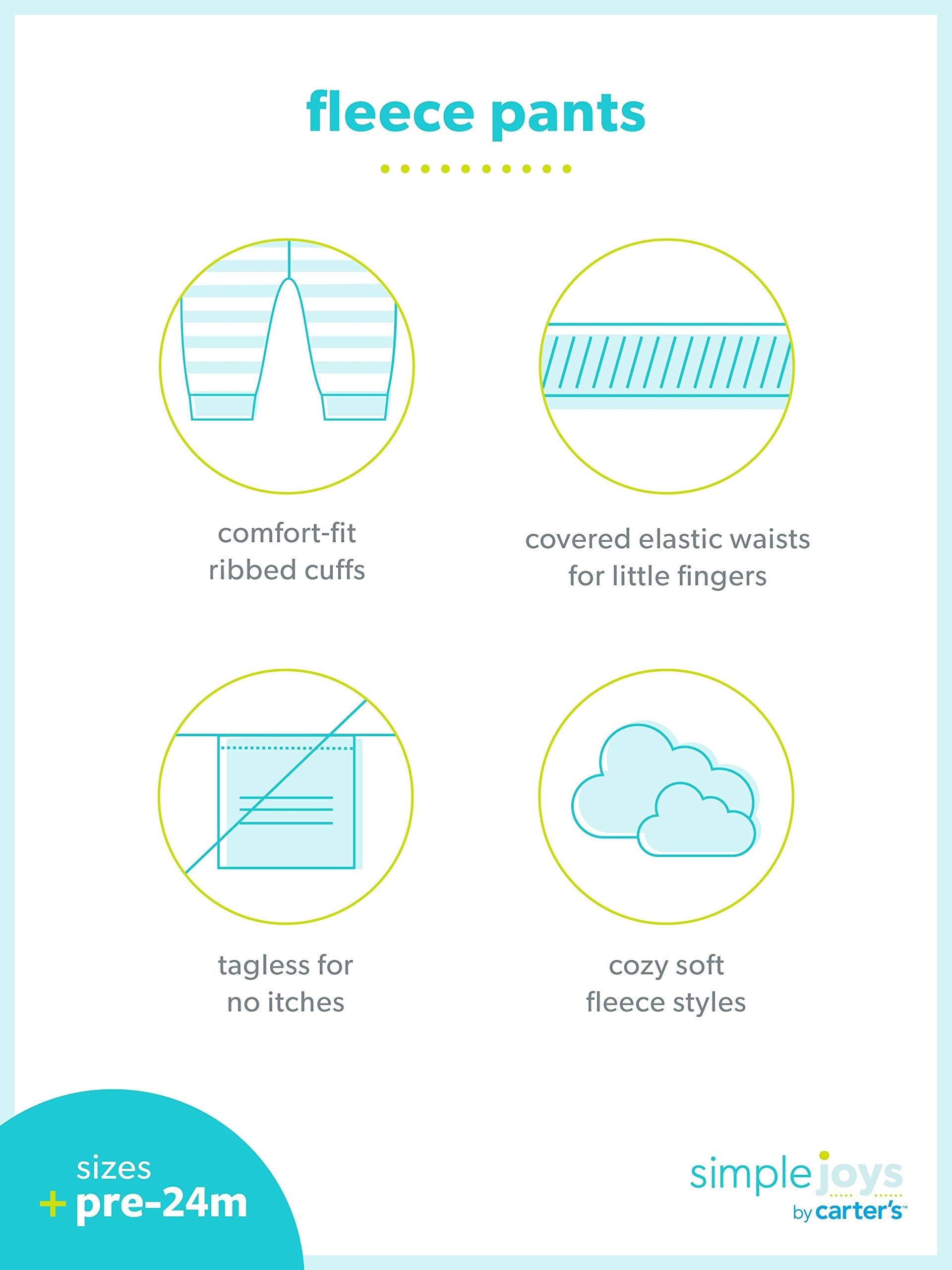 Simple Joys by Carter's Unisex Baby 4-Pack Fleece Pants - Soft & Warm Winter Sleepwear for Newborns & Toddlers - Perfect for Playtime, Naptime & Cold Weather Outings