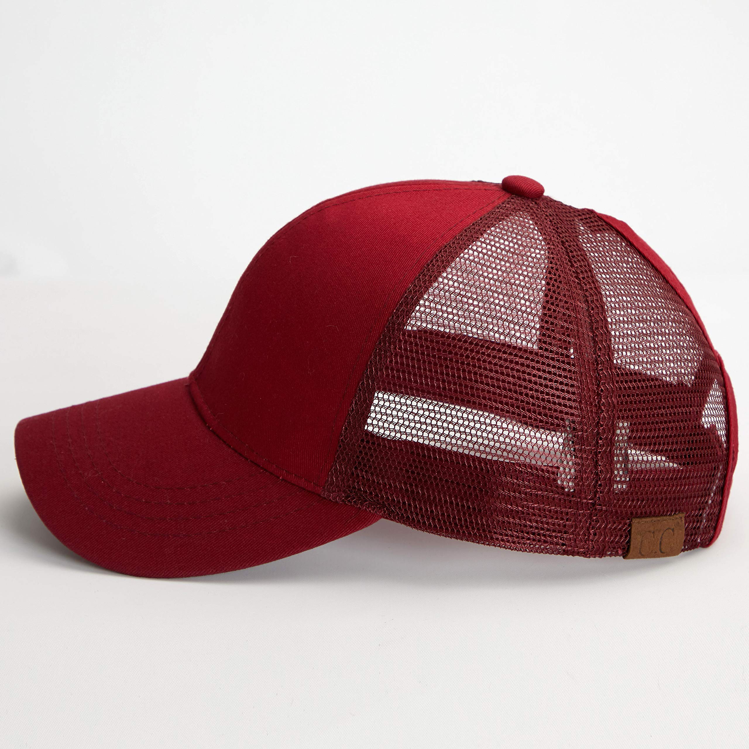 Stylish Ponytail Baseball Cap for Women - C.C Hatsandscarf Trucker Hat with Messy Bun Opening (BT-6) - Perfect for Running, Gym, and Outdoor Activities
