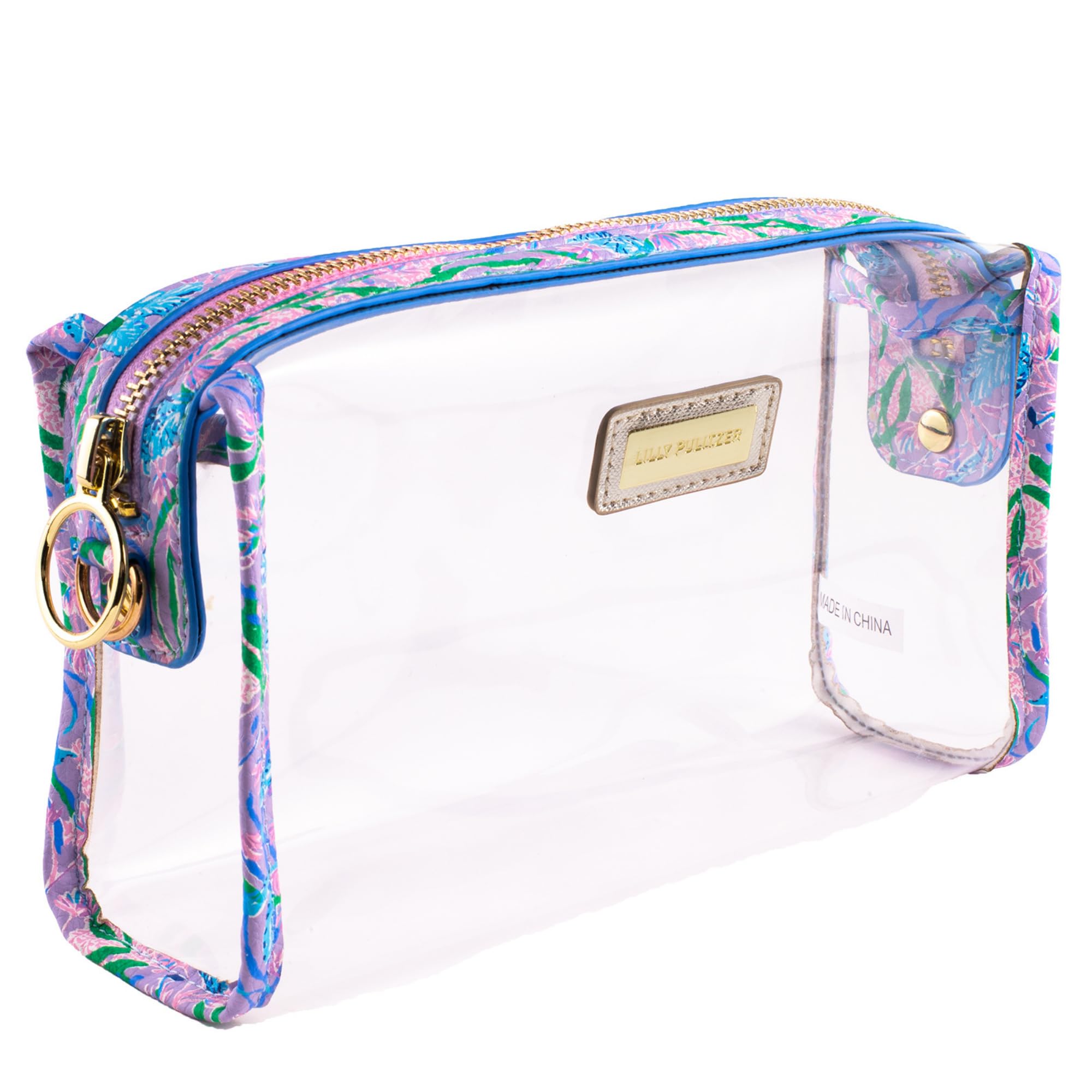 Lilly Pulitzer Clear Zipper Pouch - Waterproof Travel Toiletry Bag & Makeup Organizer for Women | Cute Pencil Case for School, Office & Vacation Essentials | Perfect for Cosmetics, Stationery & Travel Accessories (Secret Escape Pattern)