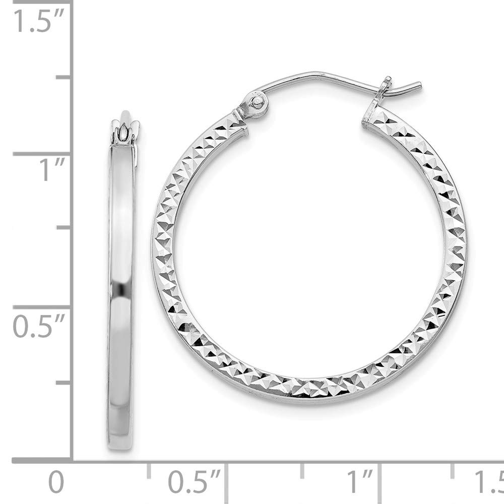 Sterling Silver Rhodium-Plated 2x25mm Square Tube Hoop Earrings for Women - Hypoallergenic Dangle Earrings for Everyday Wear, Parties & Special Occasions