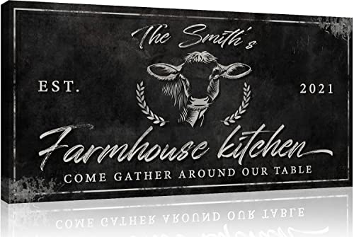 Personalized Rustic Canvas - White Font on Black Background